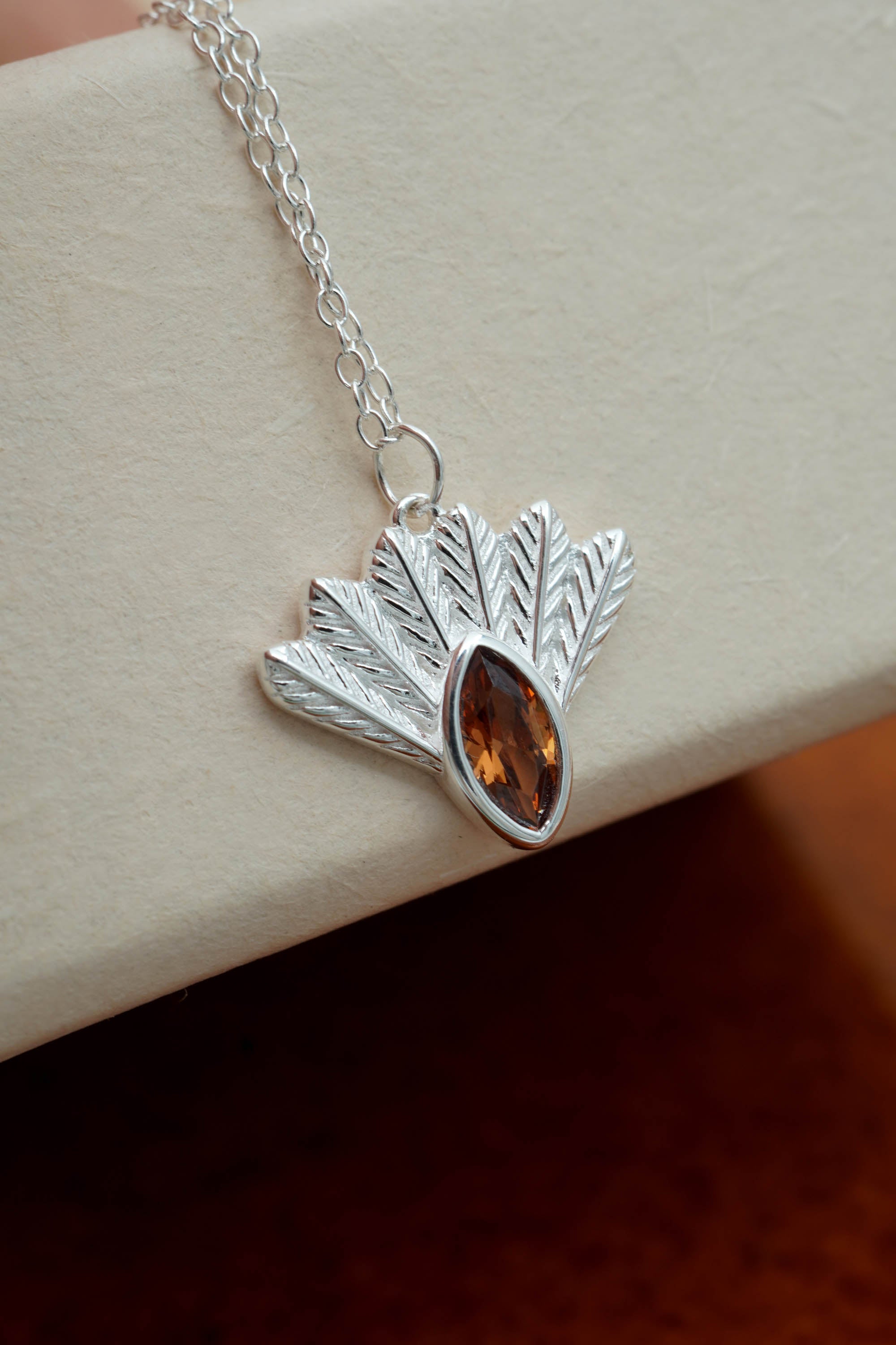 Fantail Messenger Necklace Brown - Silver