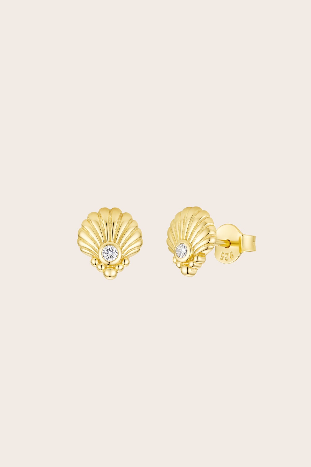 Gold Scallop Shell Studs