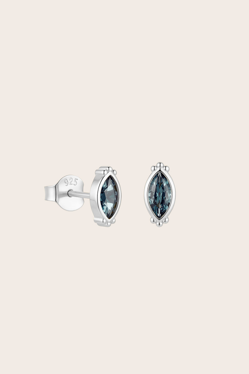 Silver Into The Blue Studs