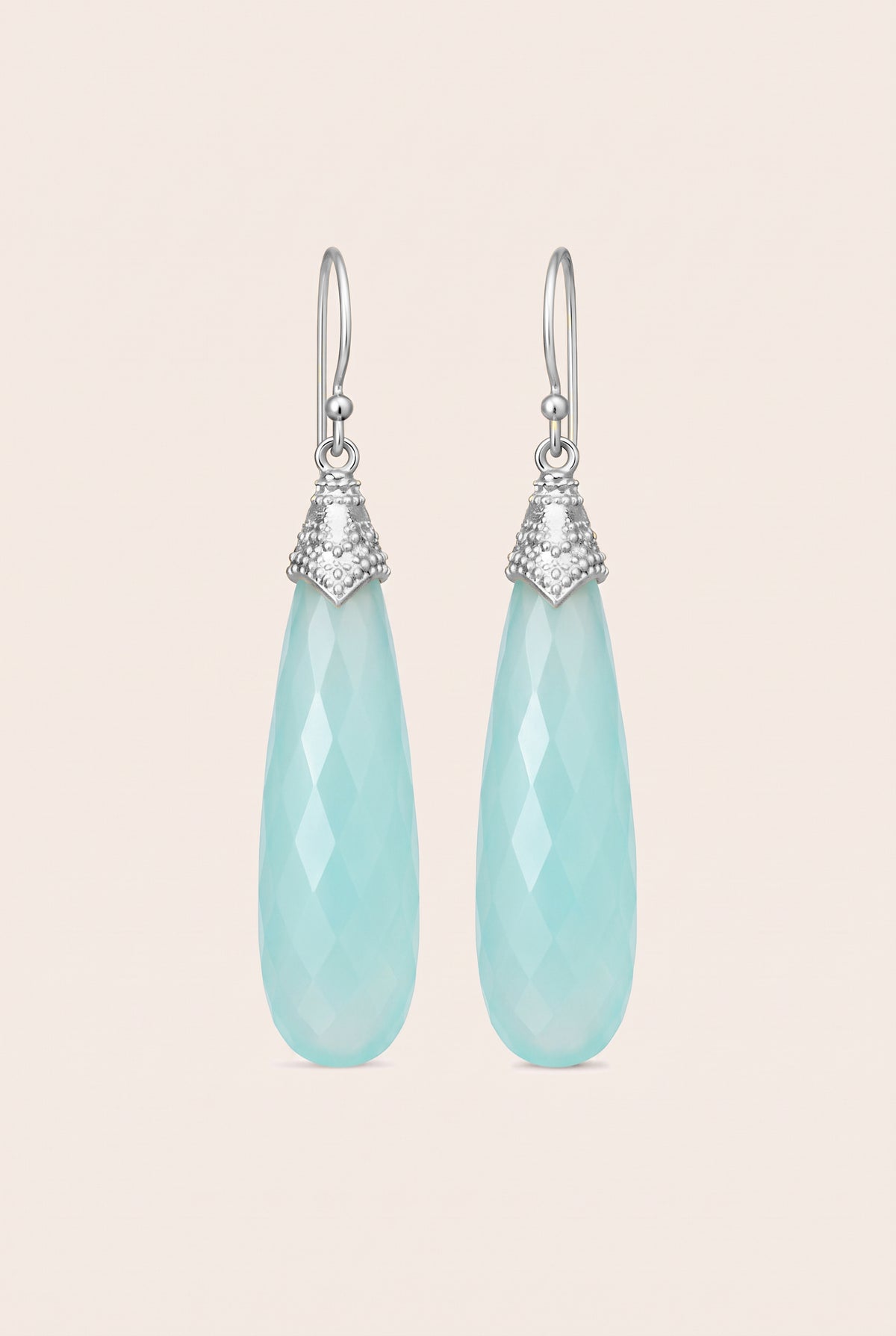 Silver Aqua Chalcedony Serene Earrings