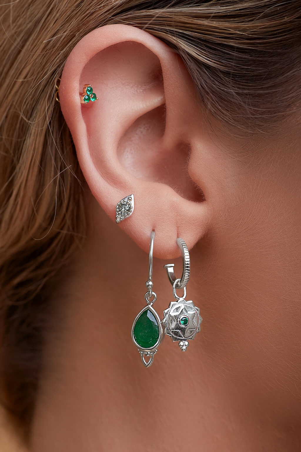 Heart Chakra Earrings Silver