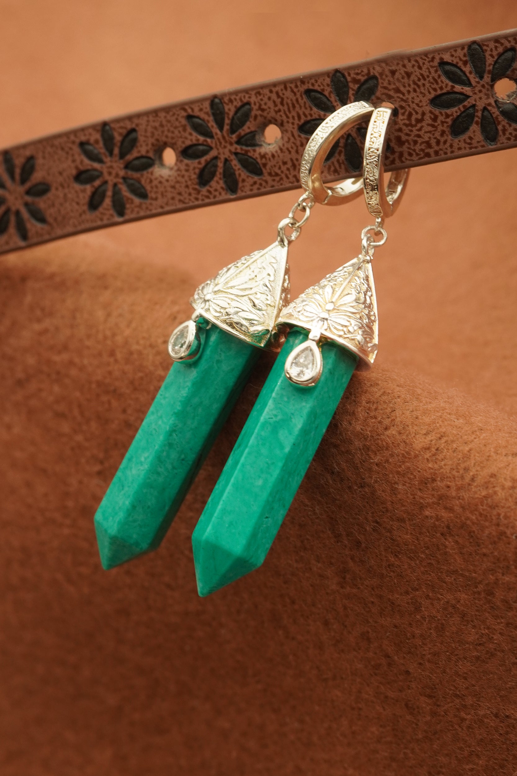 Turquoise Wanderer Earrings - Silver