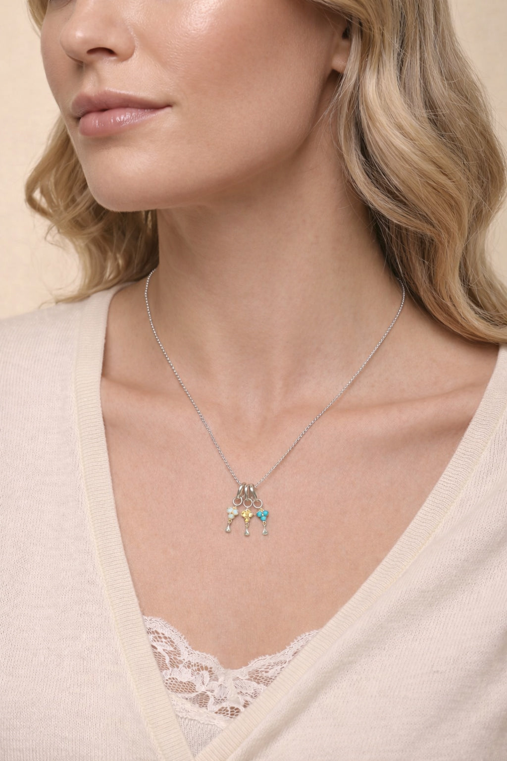 Custom Birthstone Necklace - Silver