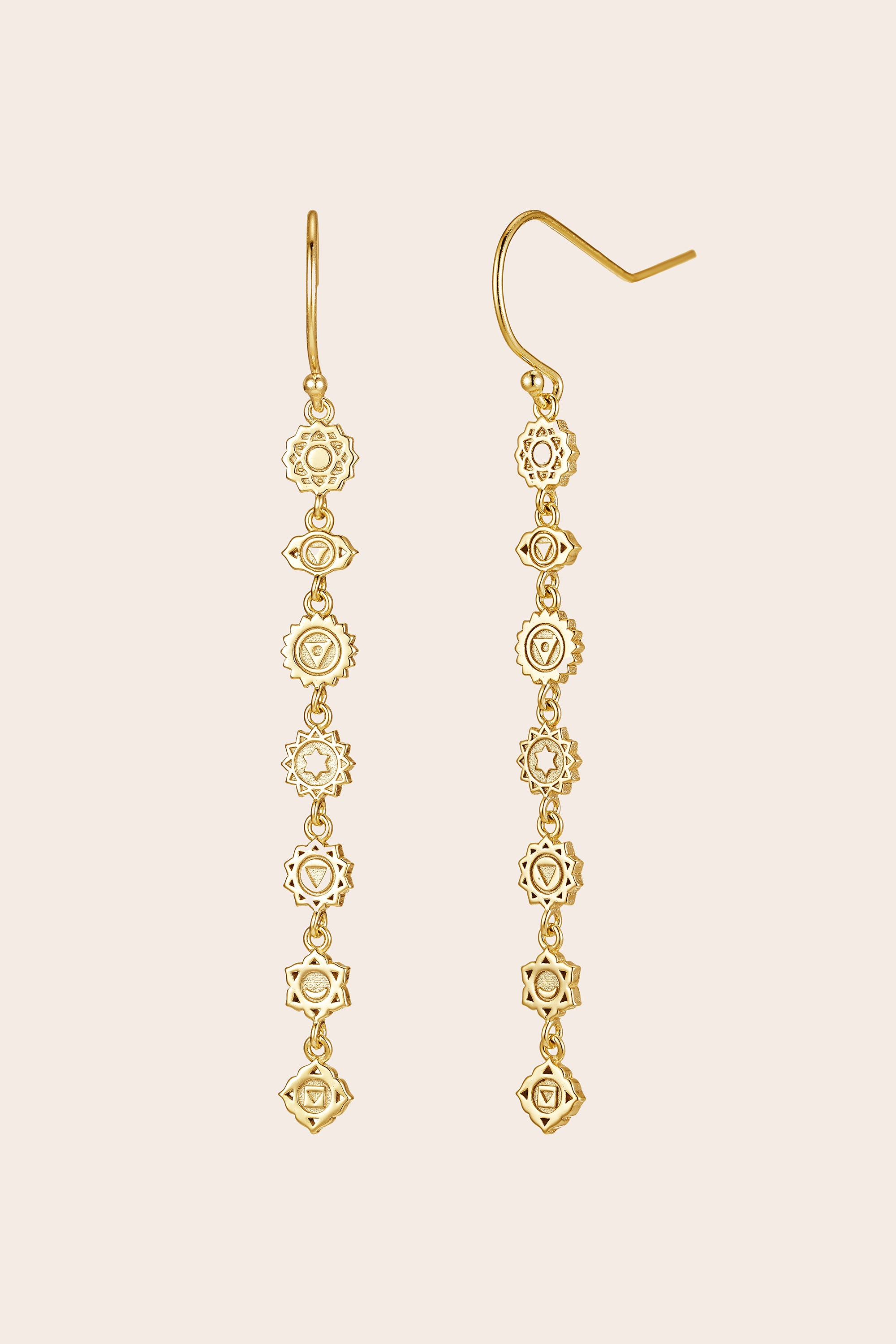 Seven Chakras Earrings Gold