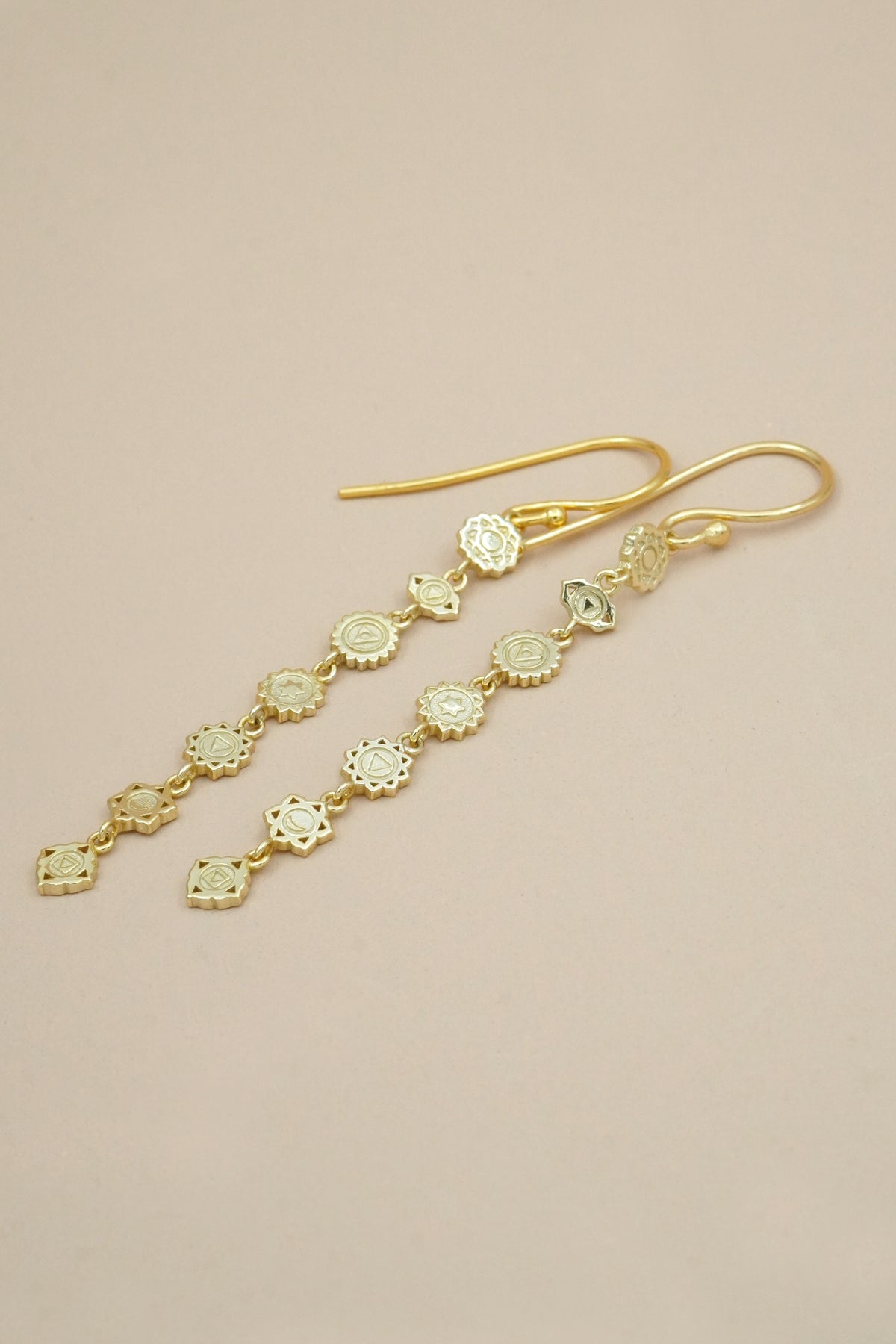 Seven Chakras Earrings Gold