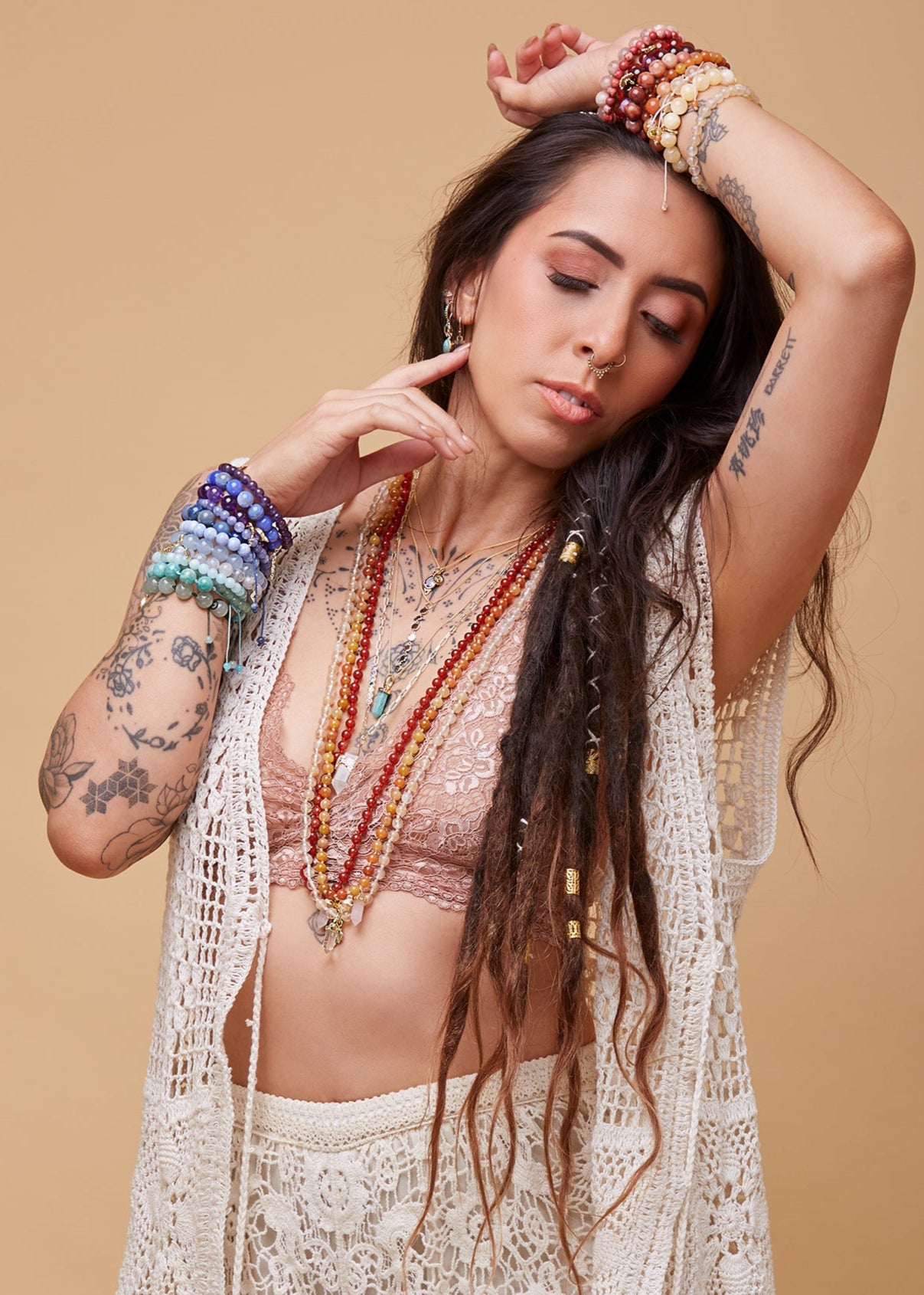 Seven Chakras Necklace Silver