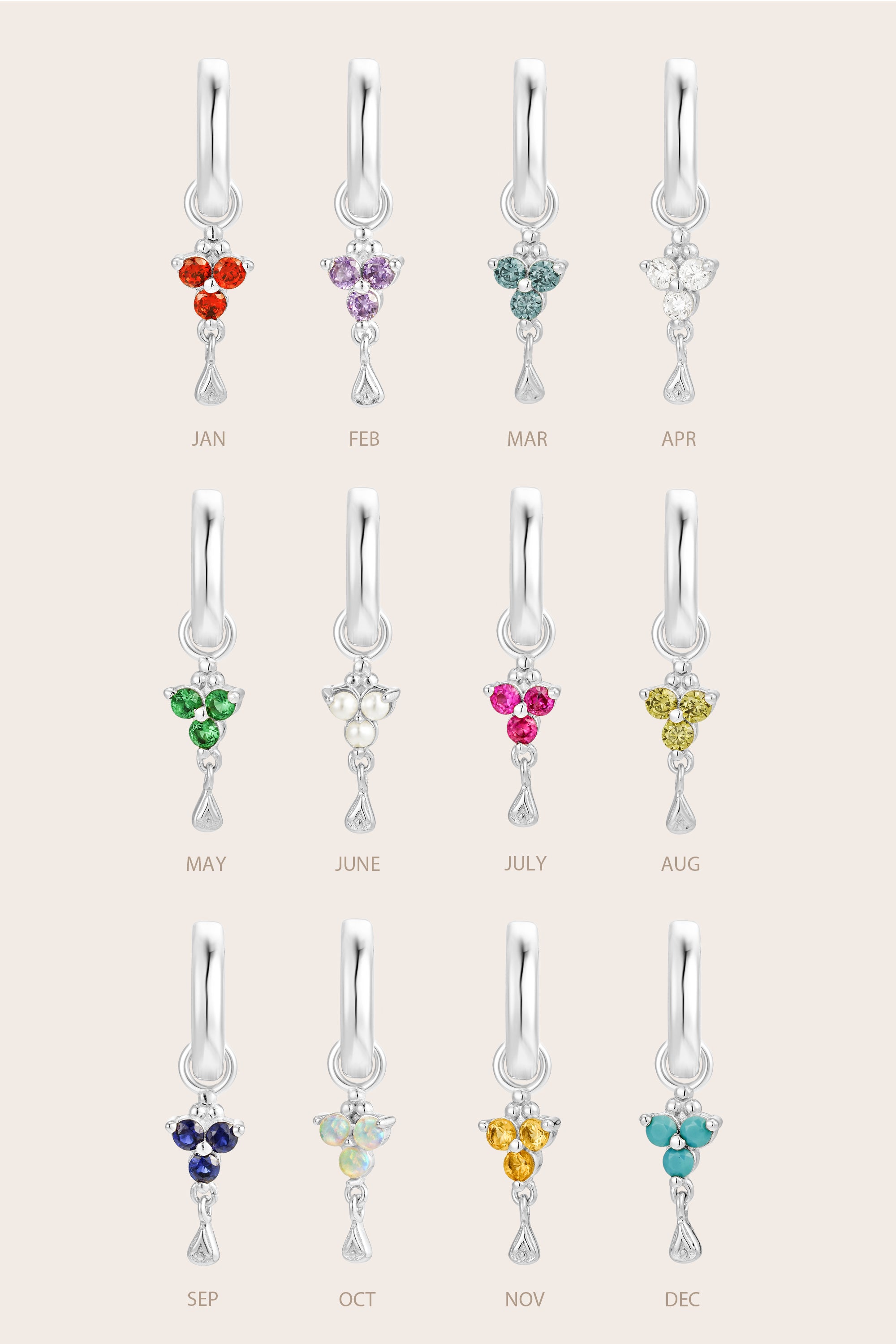 Silver Birthstone Charm - September/Sapphire