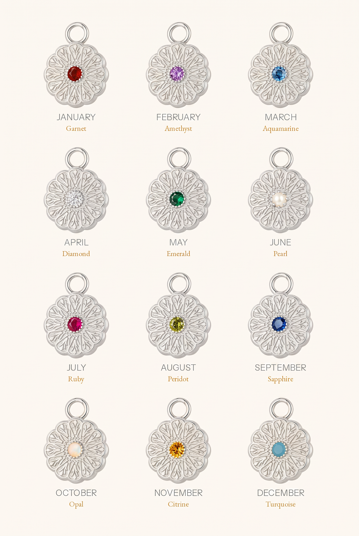 Silver Birthstone Necklace - July/Ruby