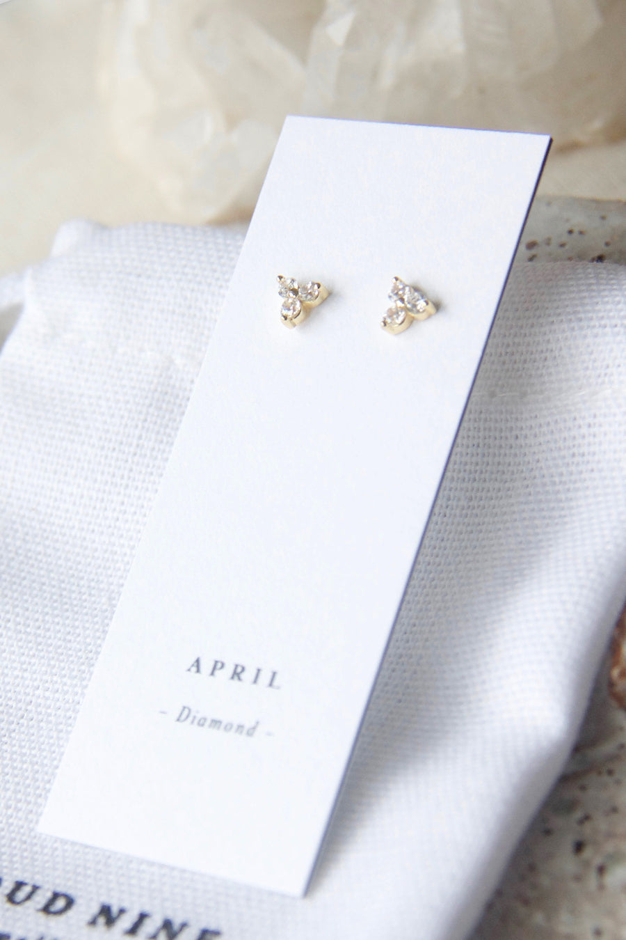 Silver Birthstone Studs - April/Crystal