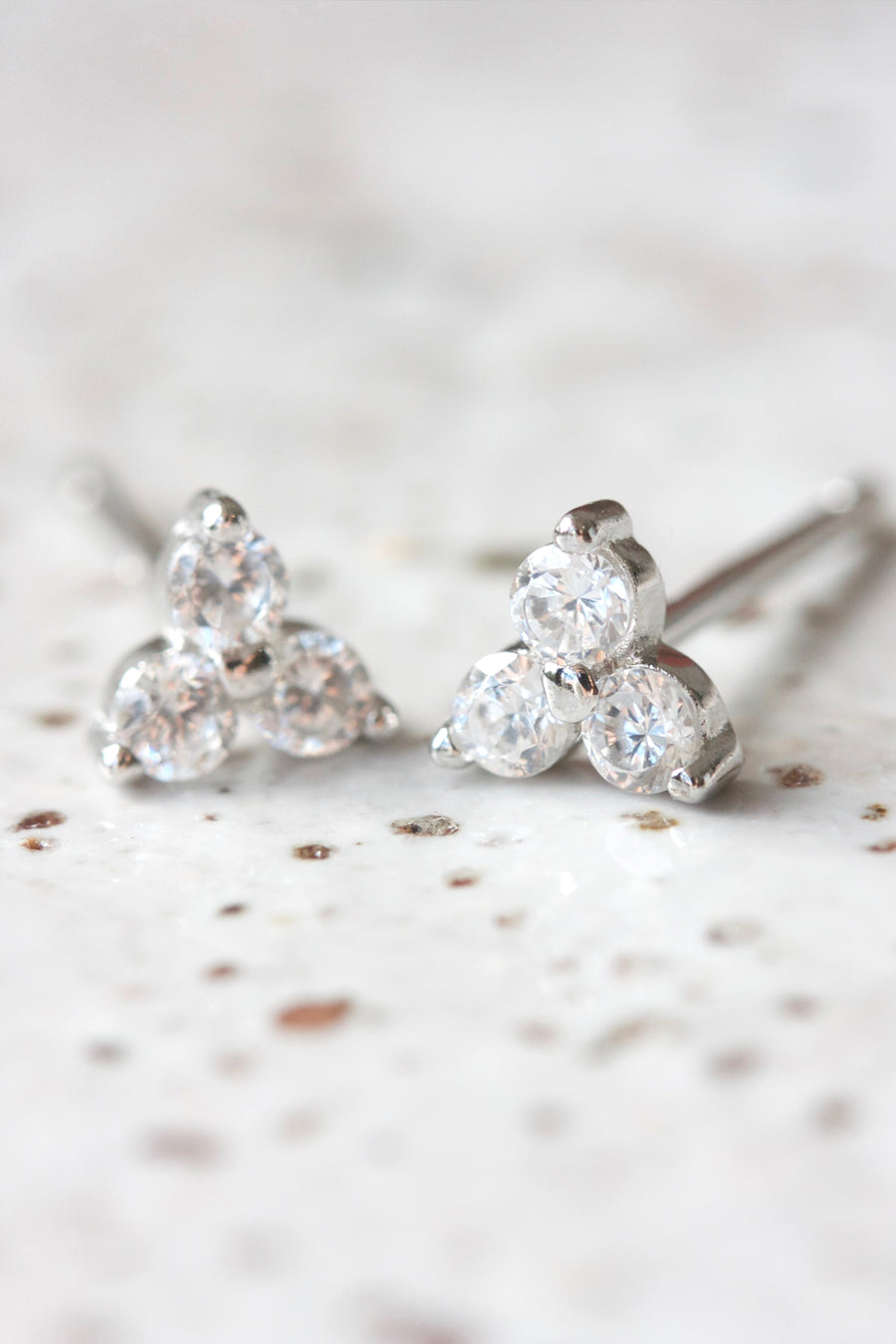 Silver Birthstone Studs - April/Crystal