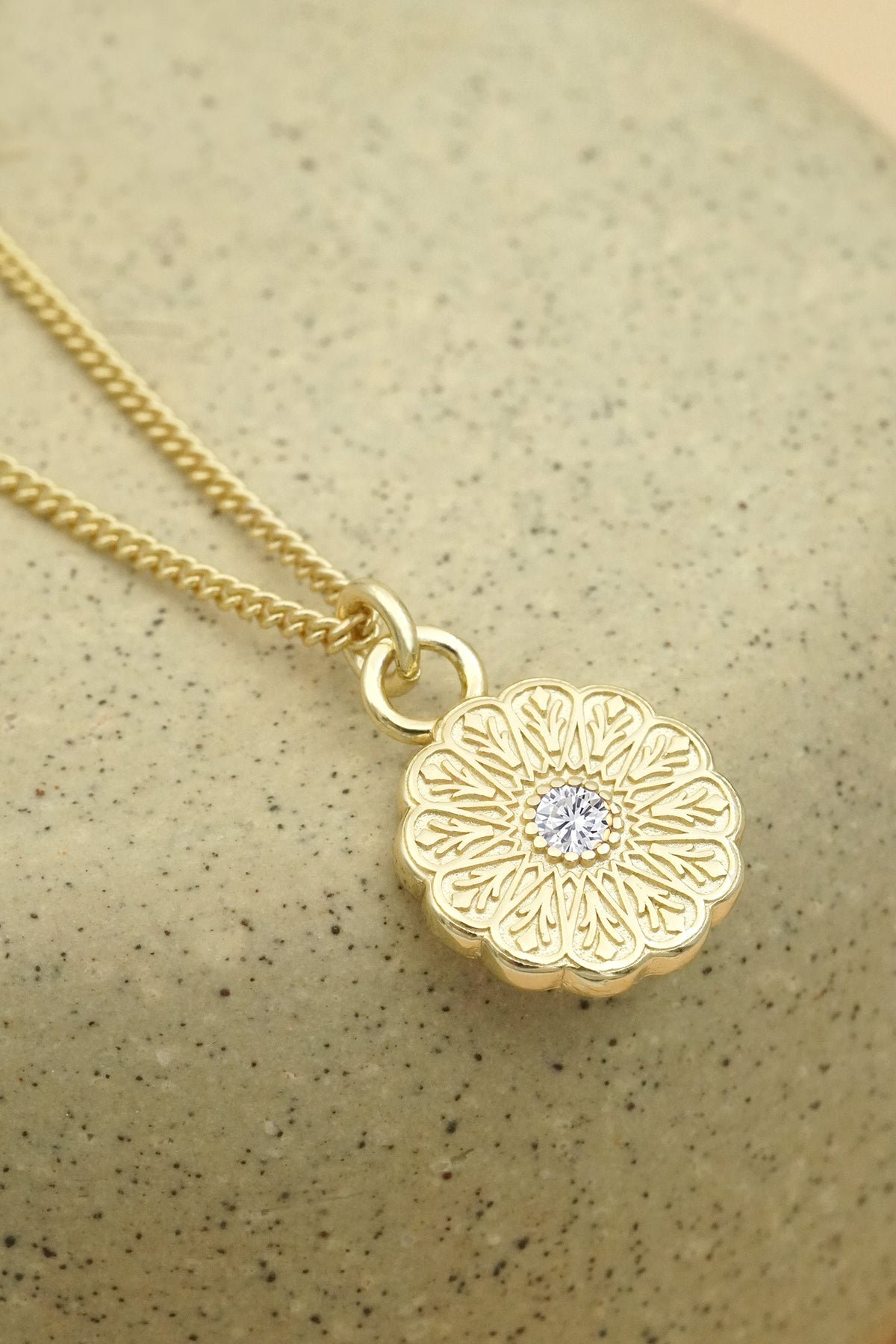 Gold Birthstone Necklace - April/Diamond