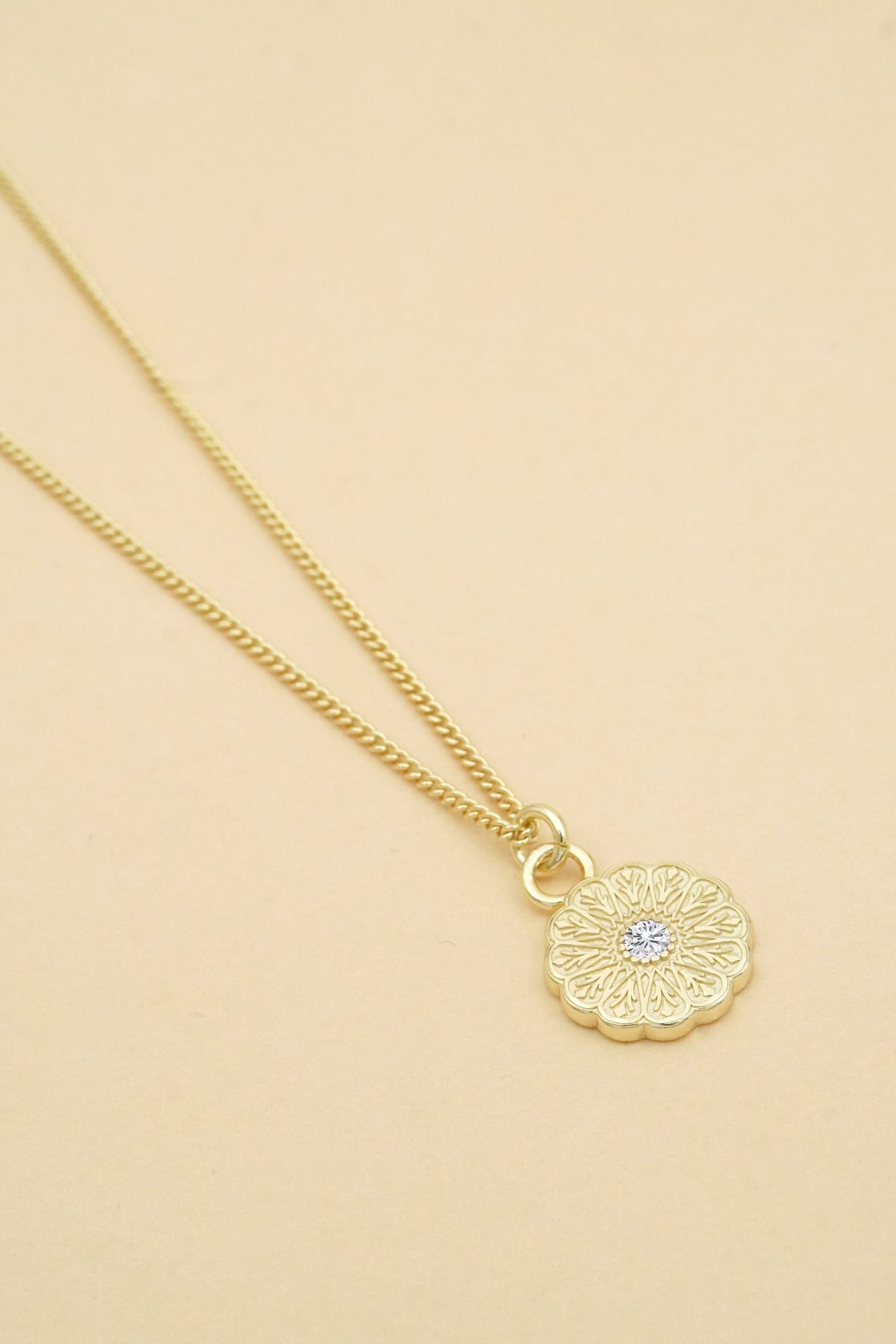 Gold Birthstone Necklace - April/Diamond
