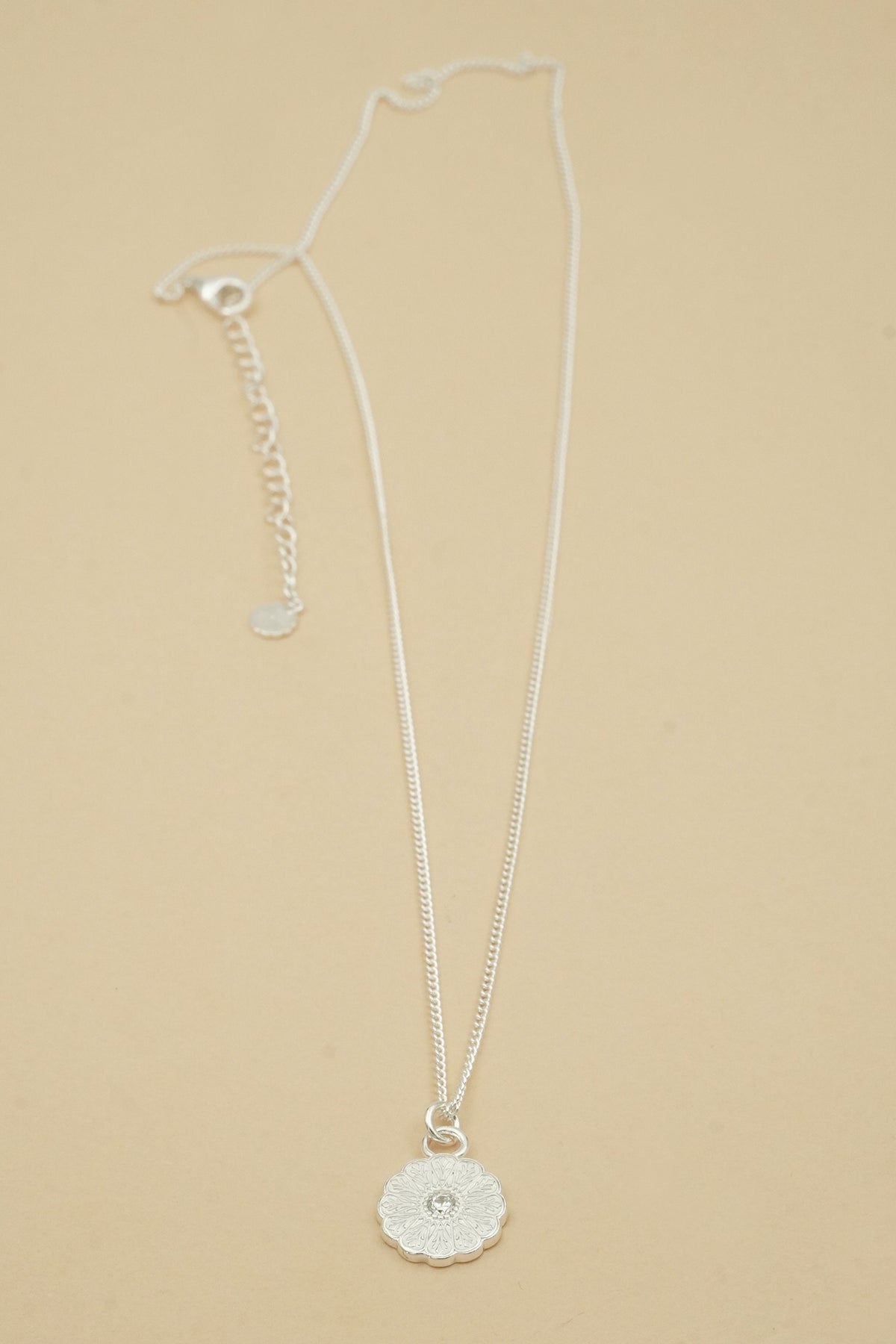 Silver Birthstone Necklace - April/Diamond