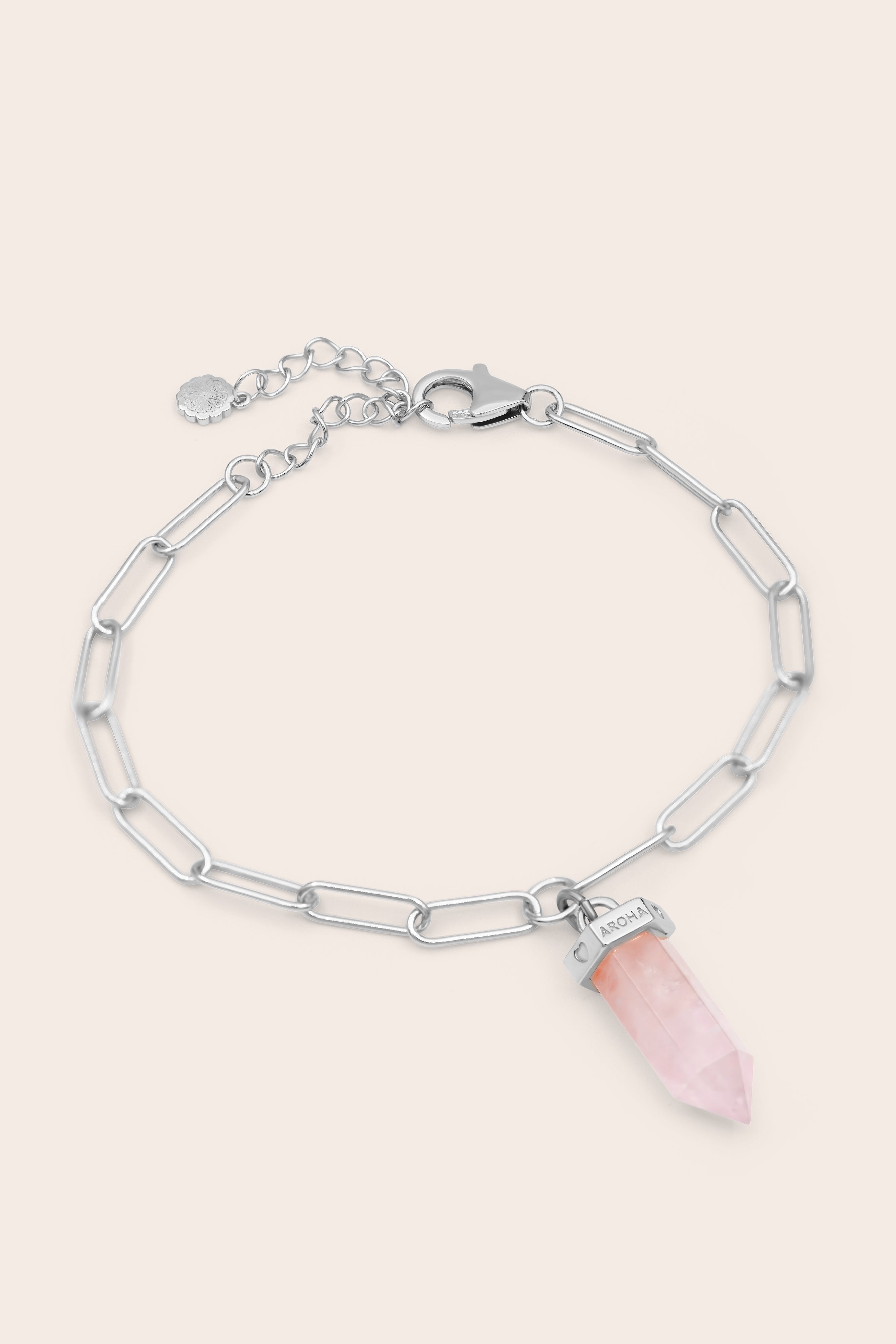 Rose Quartz Aroha Bracelet - Silver