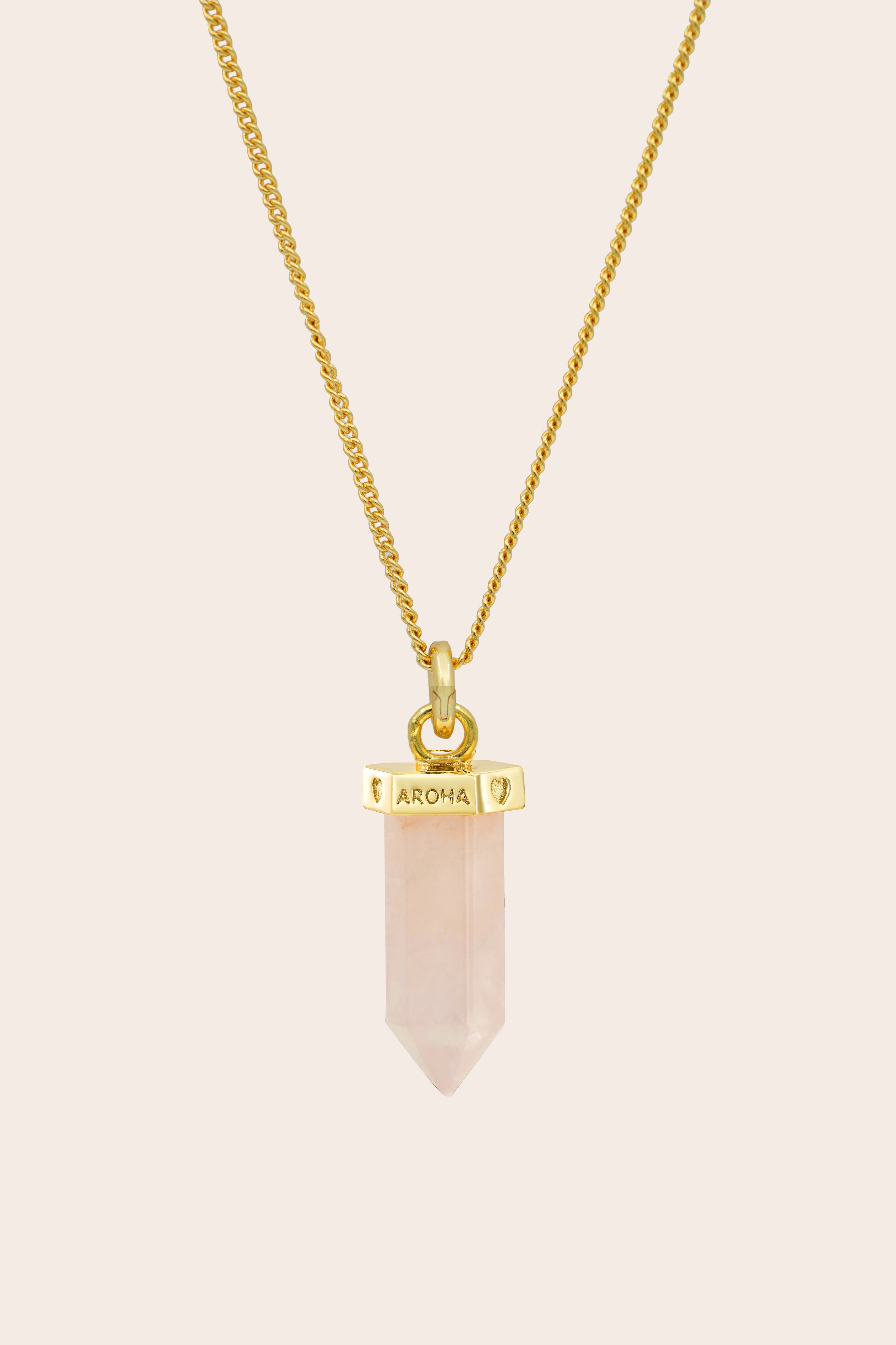 Rose Quartz Aroha Necklace - Gold