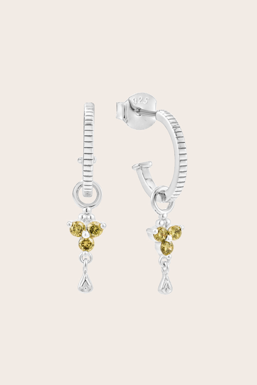 Silver Birthstone Hoops - August/Peridot