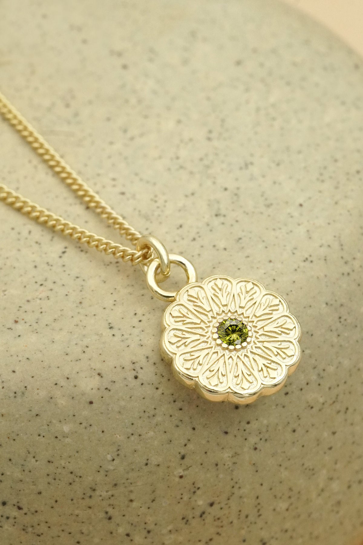 Gold Birthstone Necklace - August/Peridot