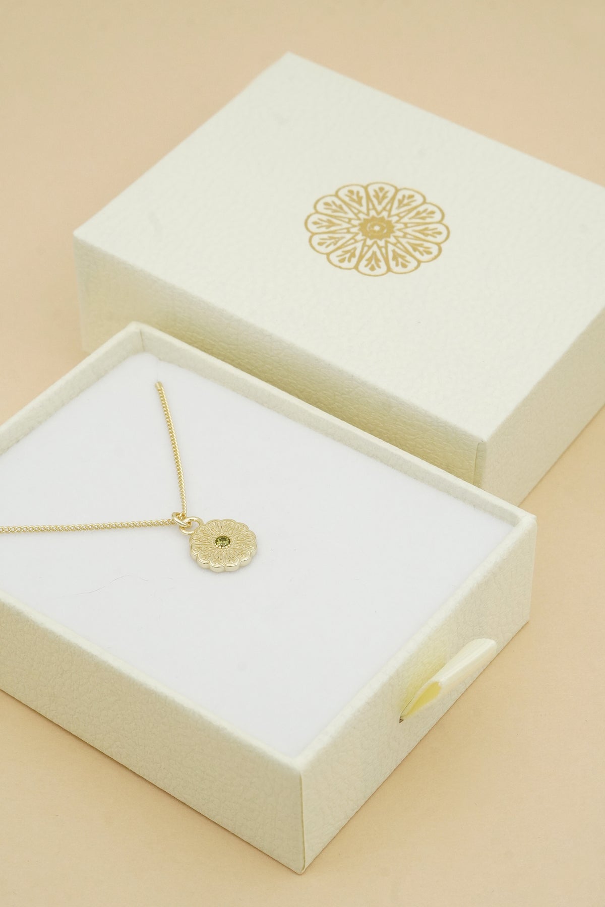 Gold Birthstone Necklace - August/Peridot