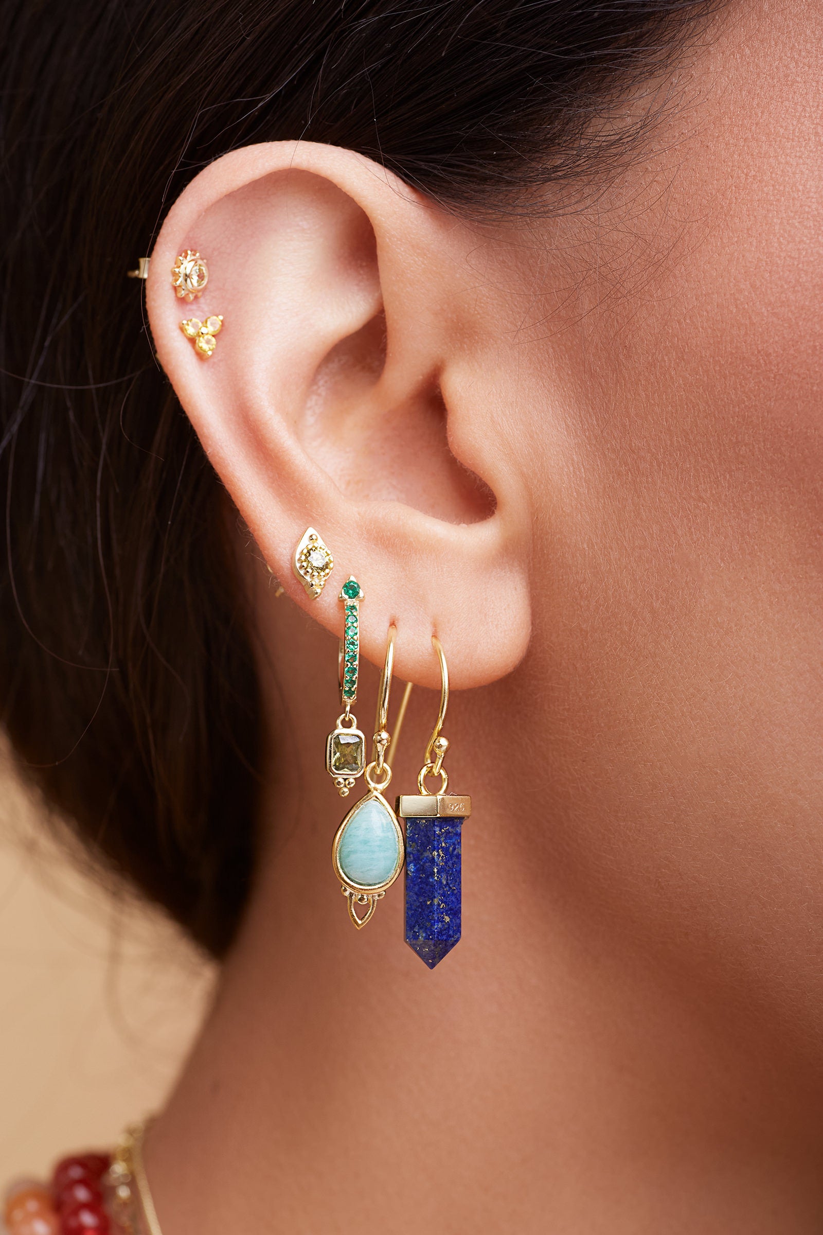 Throat Chakra Earrings Gold