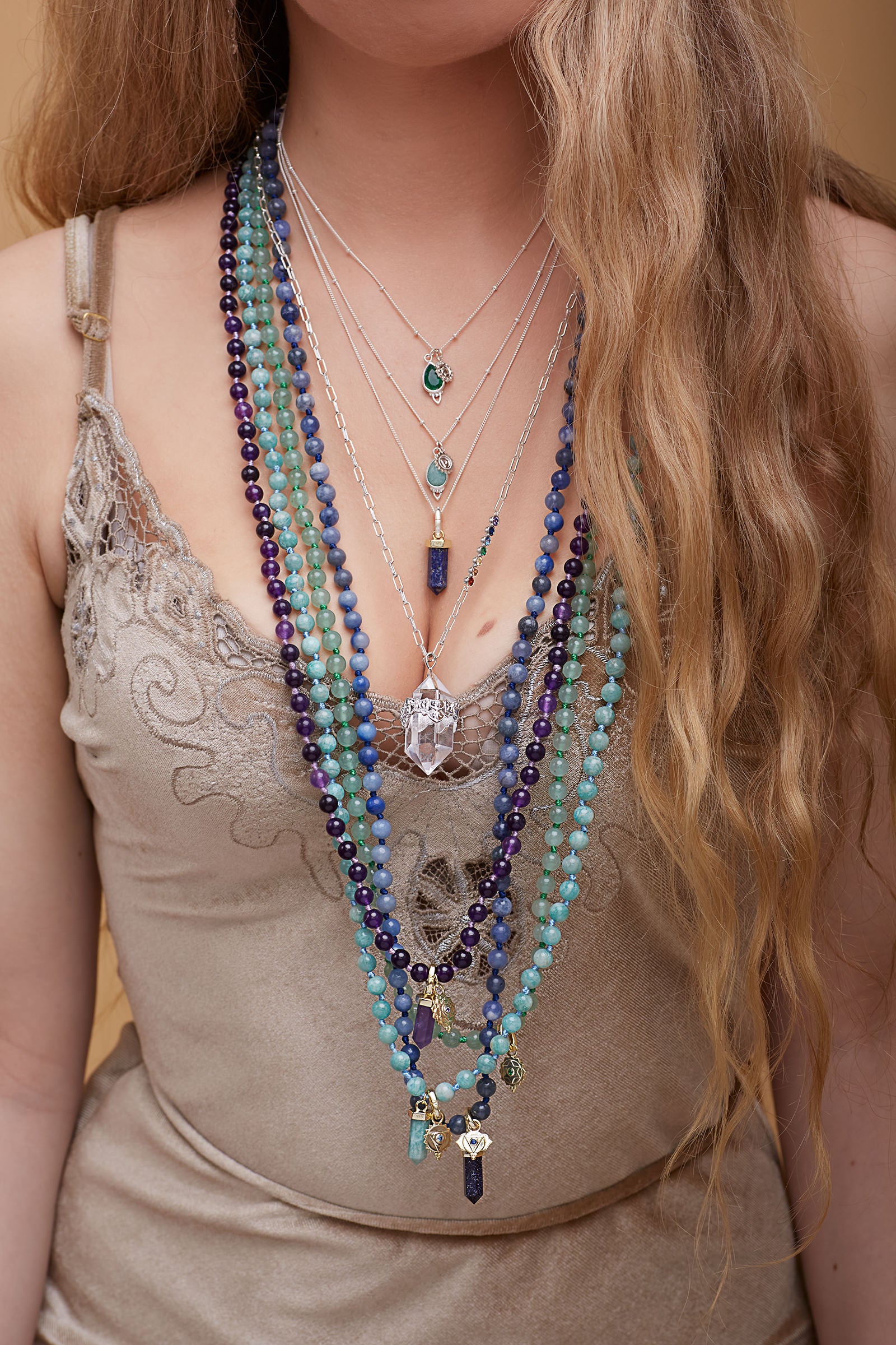 Heart Chakra Mala Necklace - Gold