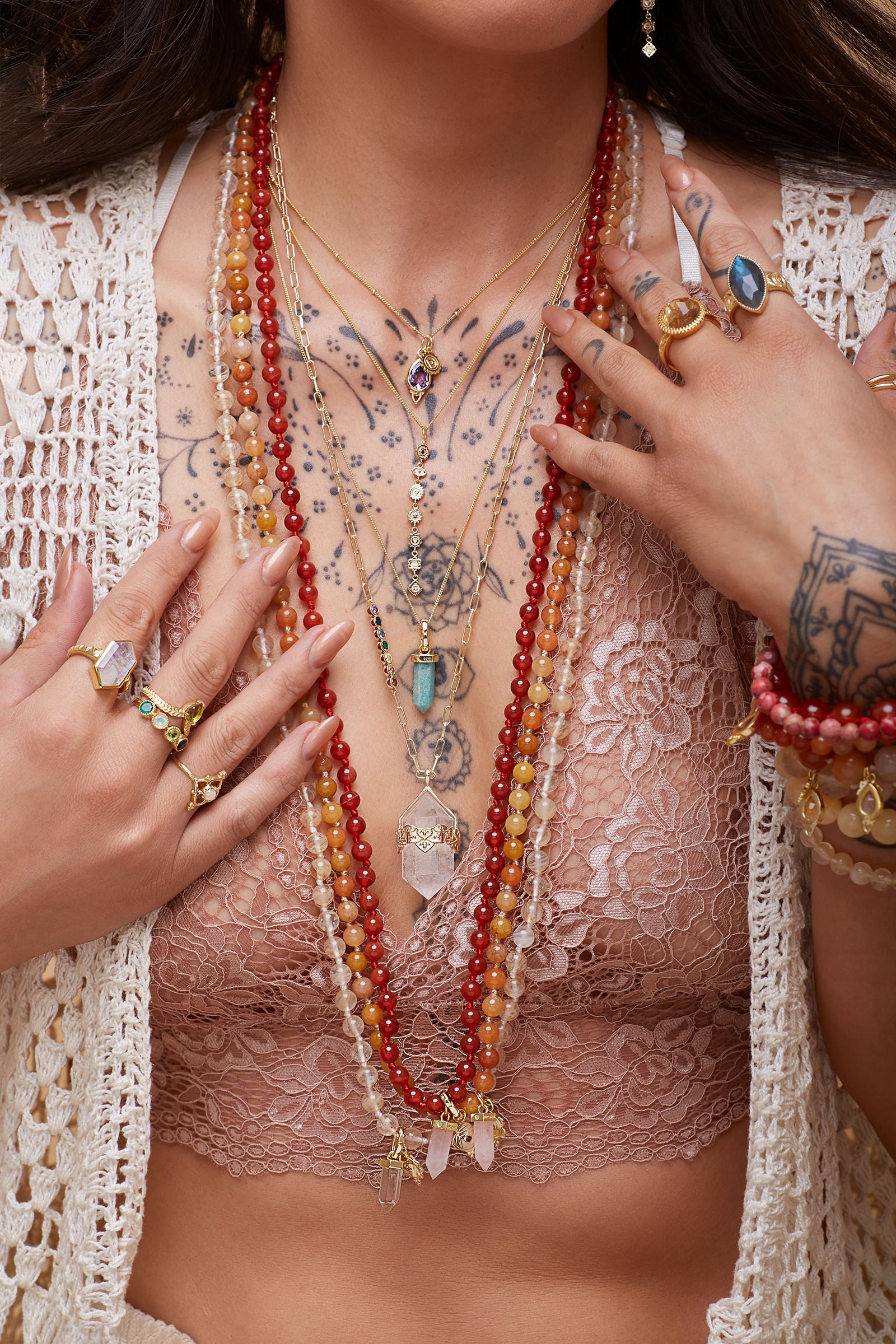 Root Chakra Mala Necklace - Gold