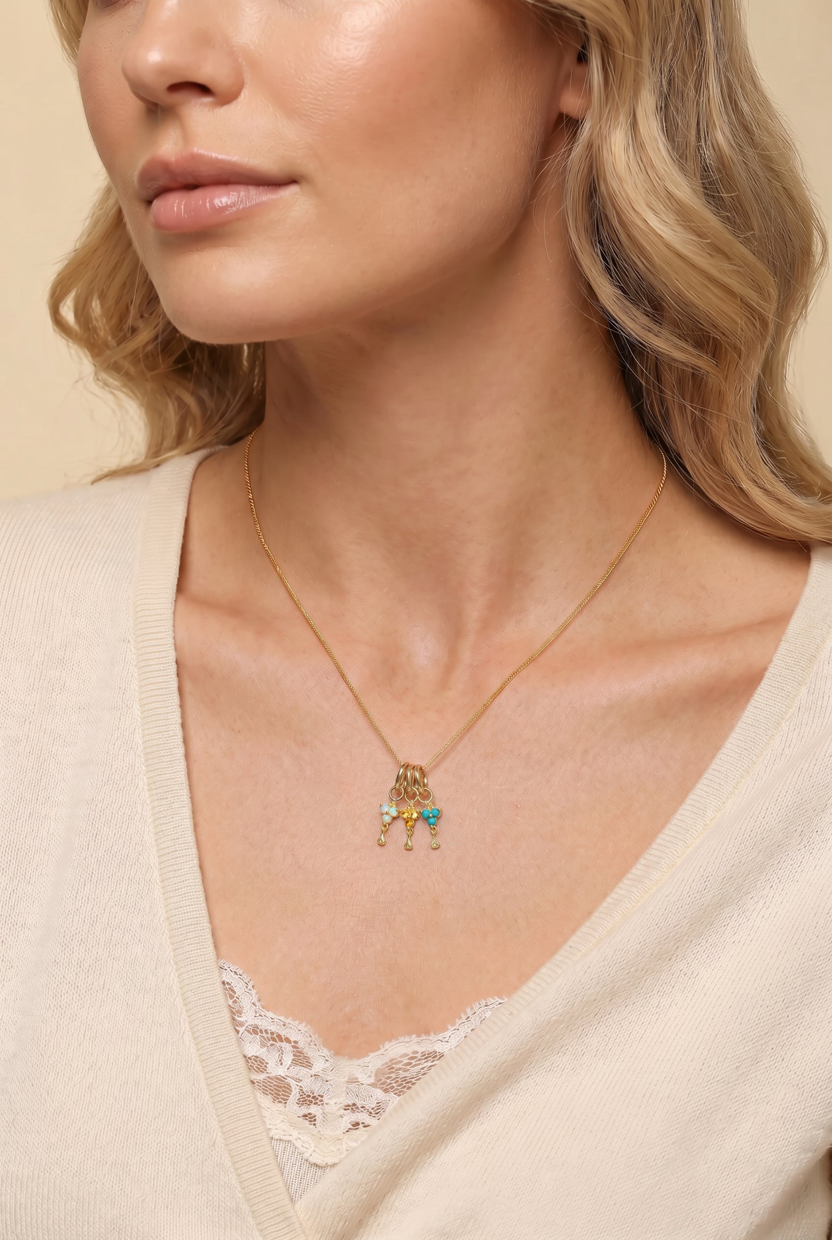 Custom Birthstone Necklace - Gold