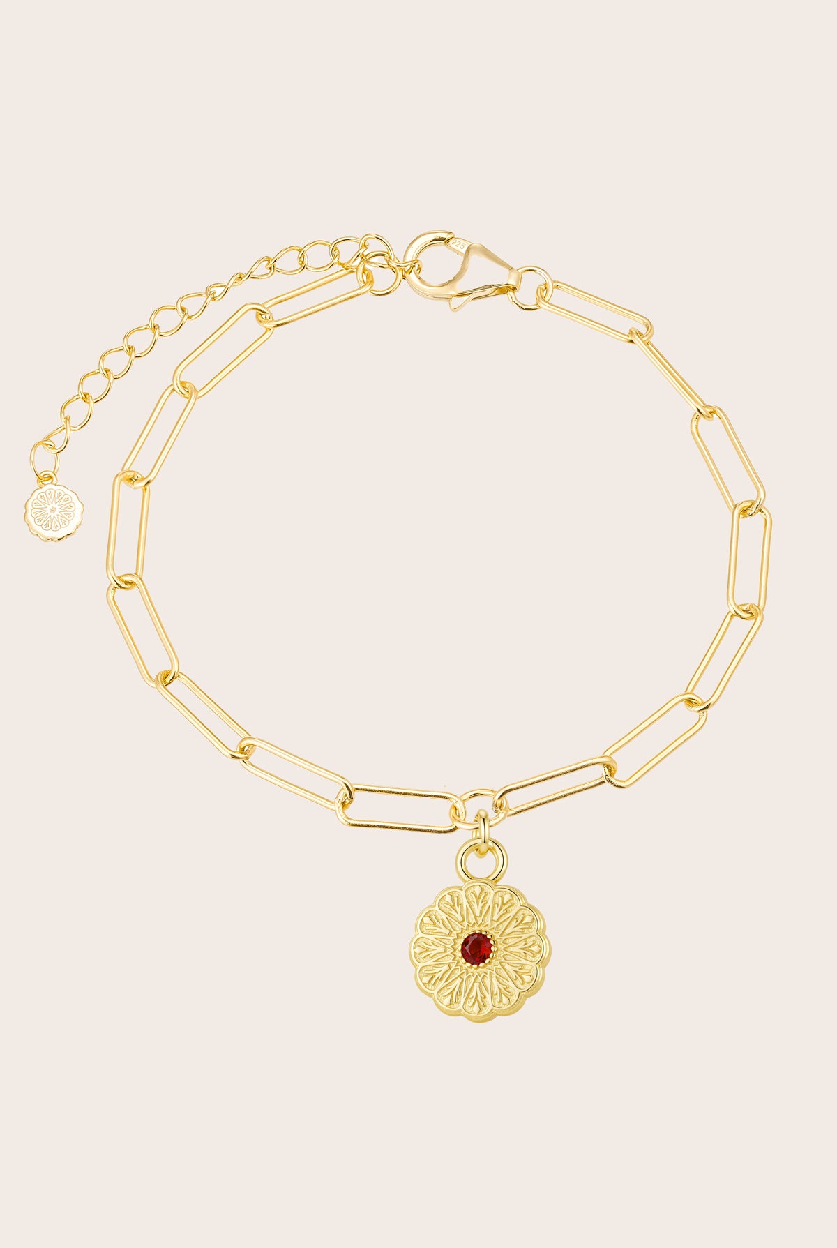 Gold Birthstone Bracelet - January/Garnet