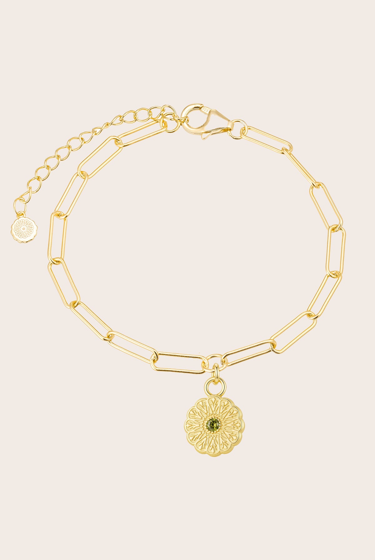 Gold Birthstone Bracelet - August/Peridot