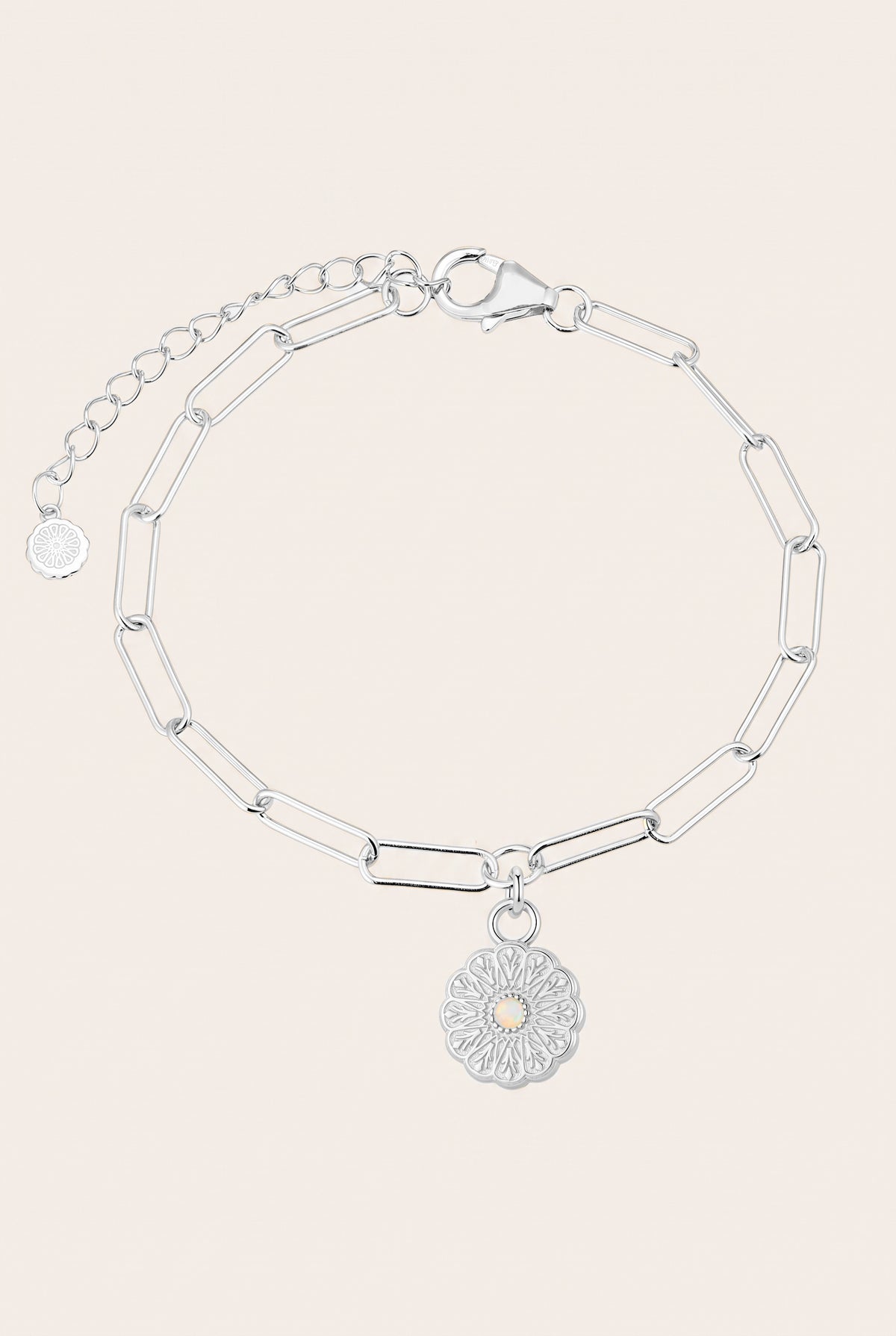 Silver Birthstone Bracelet - October/Opal