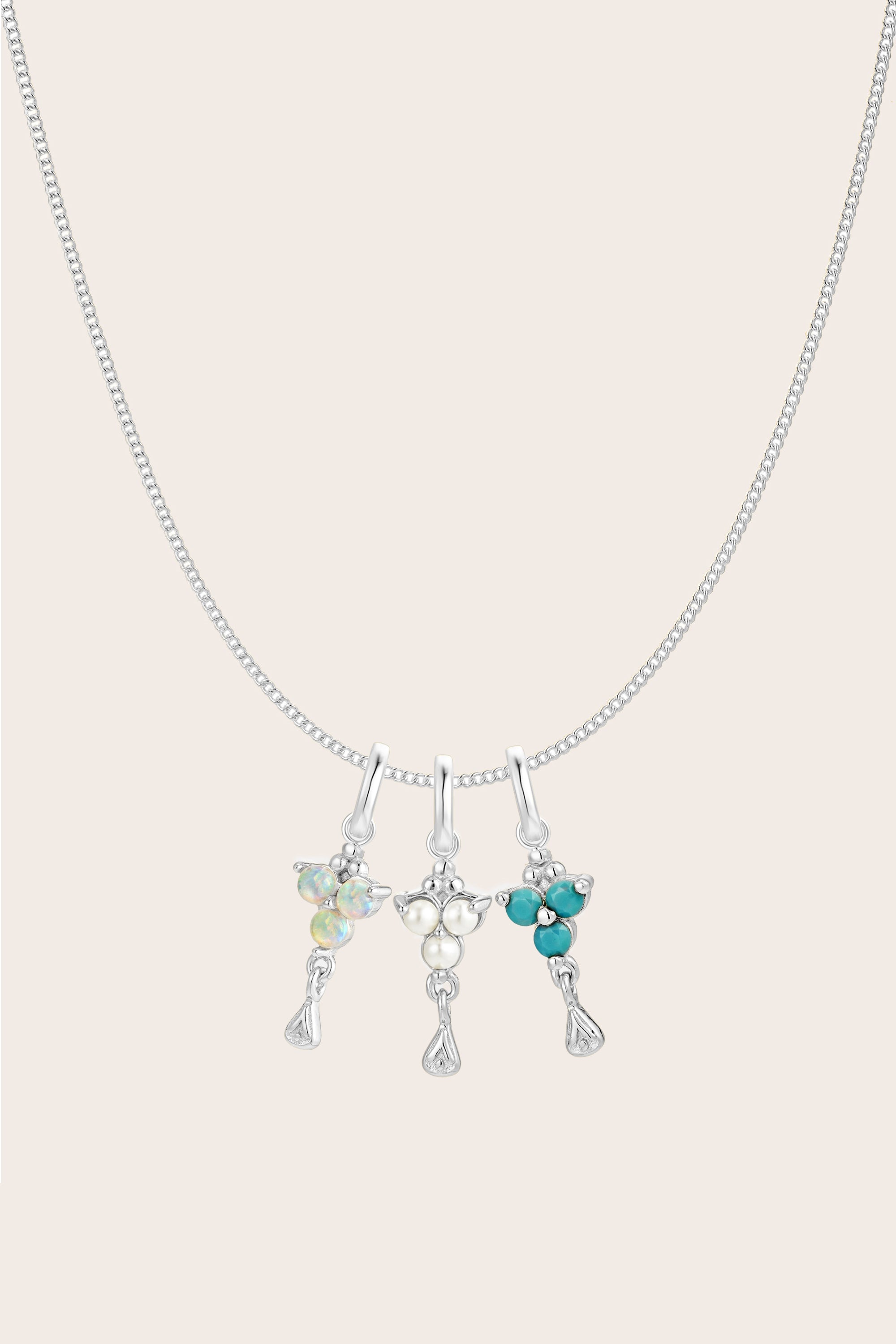 Custom Birthstone Necklace - Silver