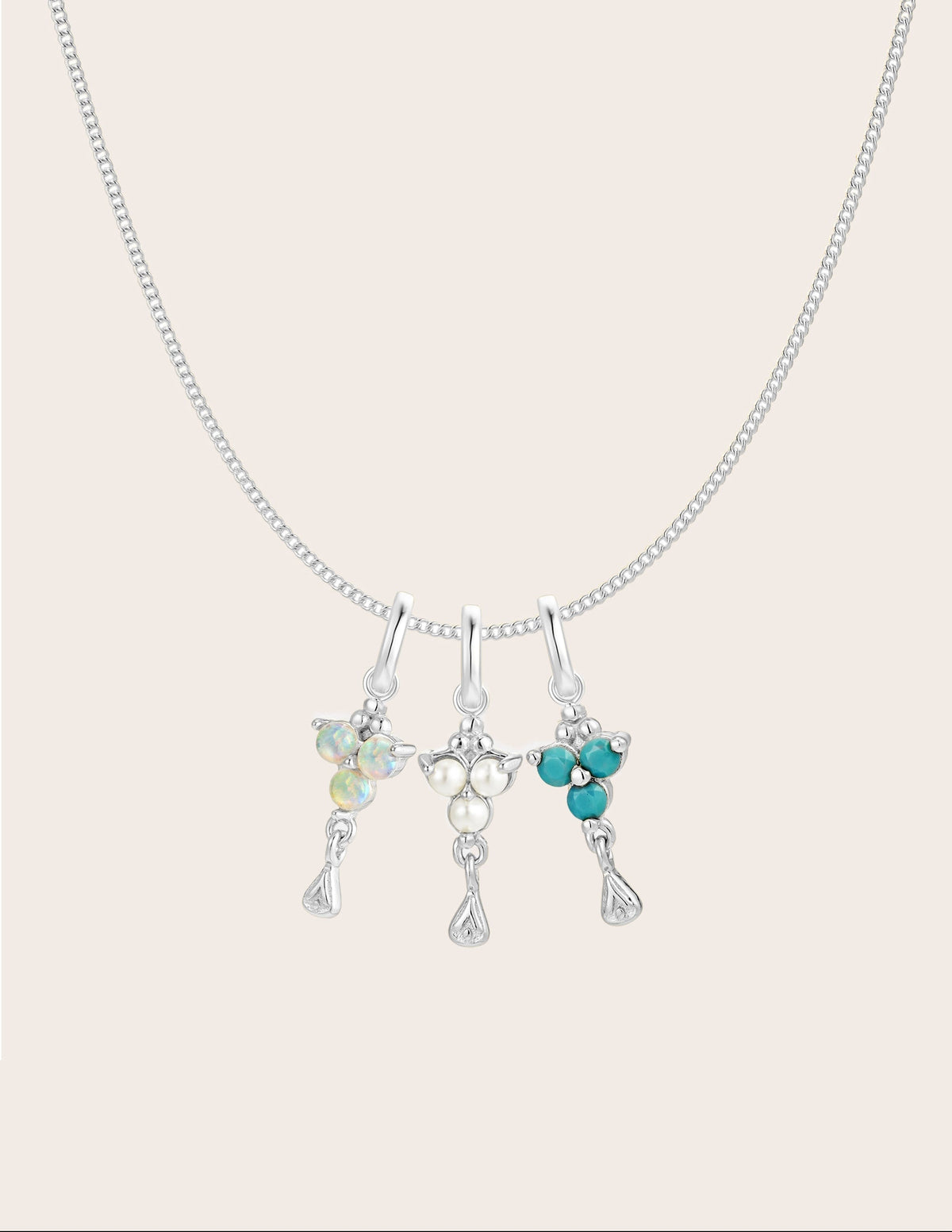 Custom Birthstone Necklace - Silver