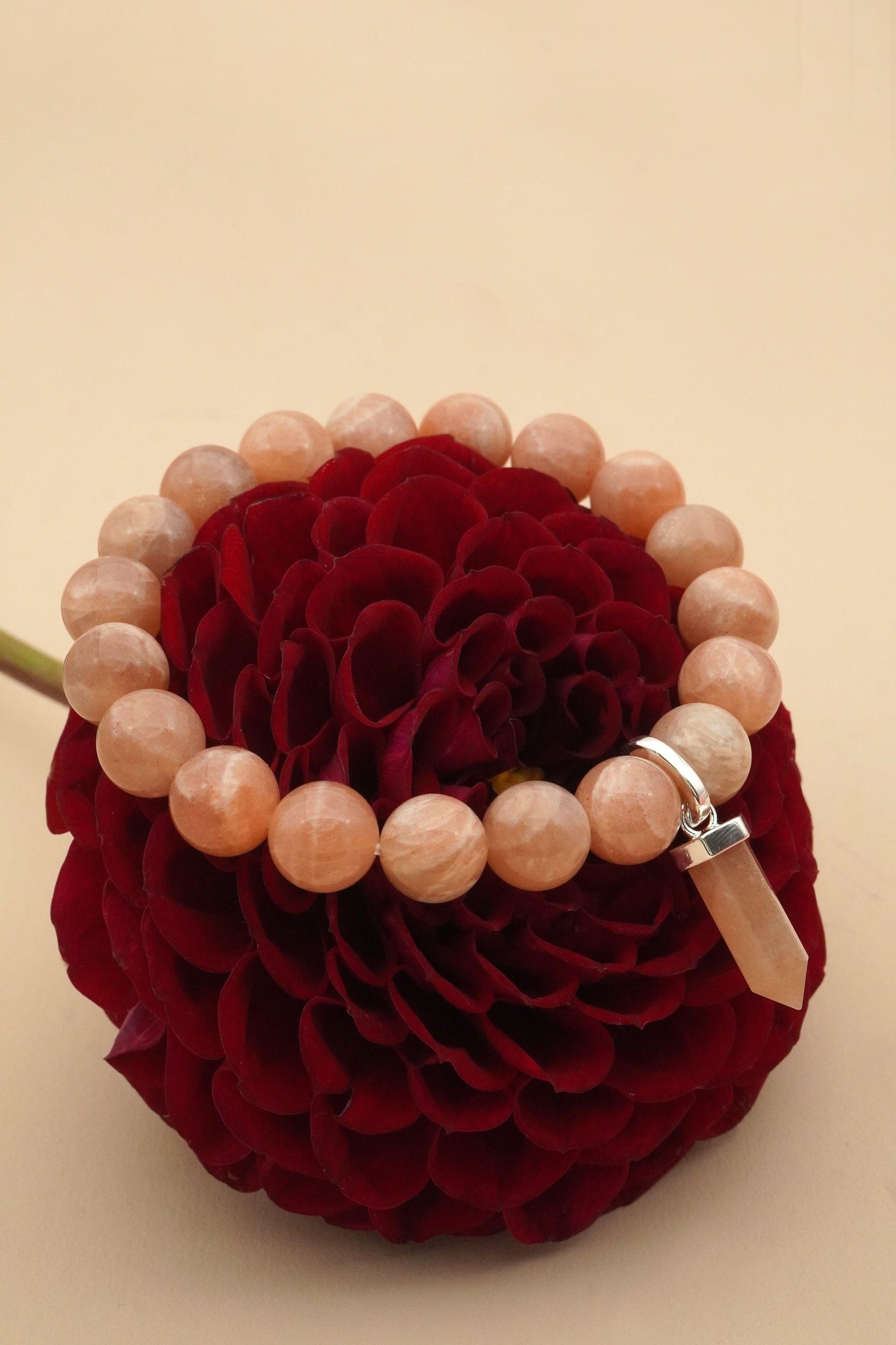 Intuitive Soul Peach Moonstone Bracelet - Silver