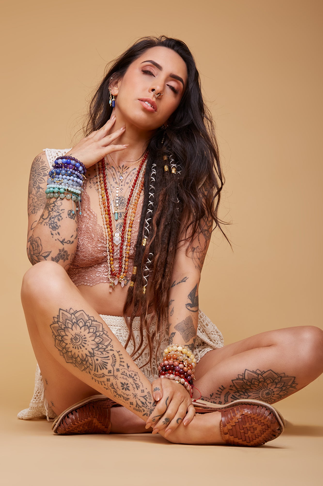 Seven Chakras Necklace Silver