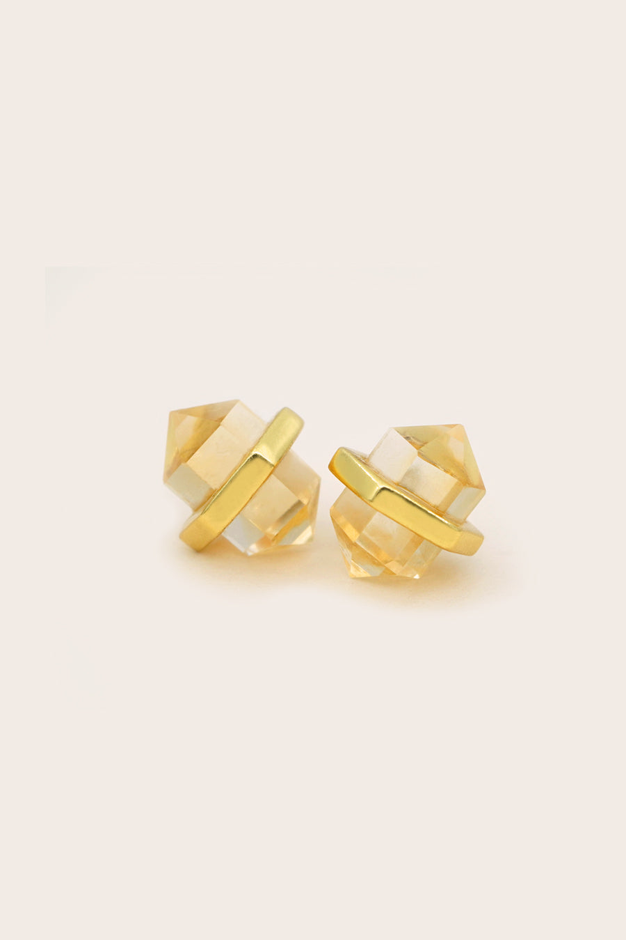 yellow citrine abundance crystal studs in gold