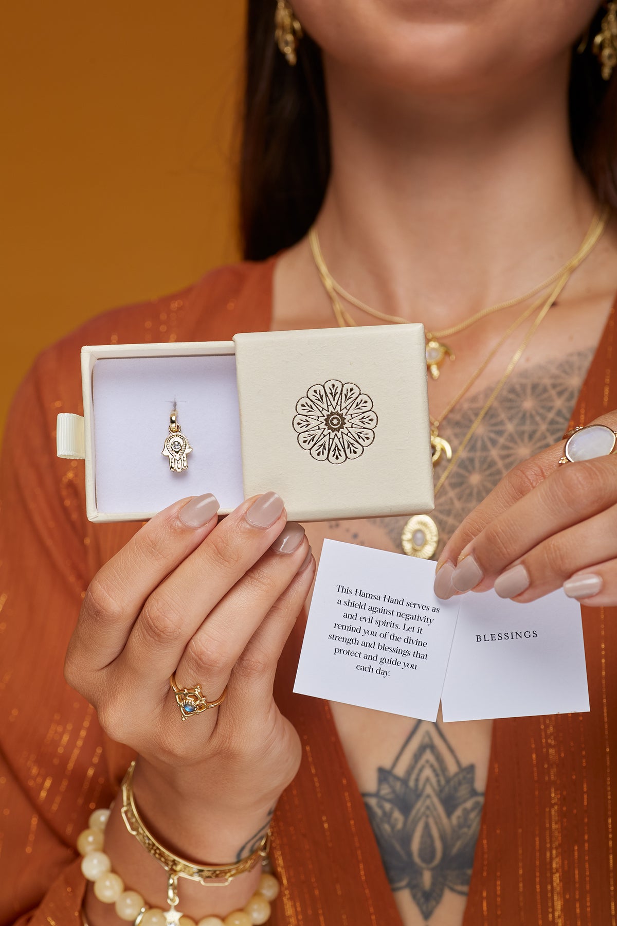 Hamsa Hand Charm - Gold