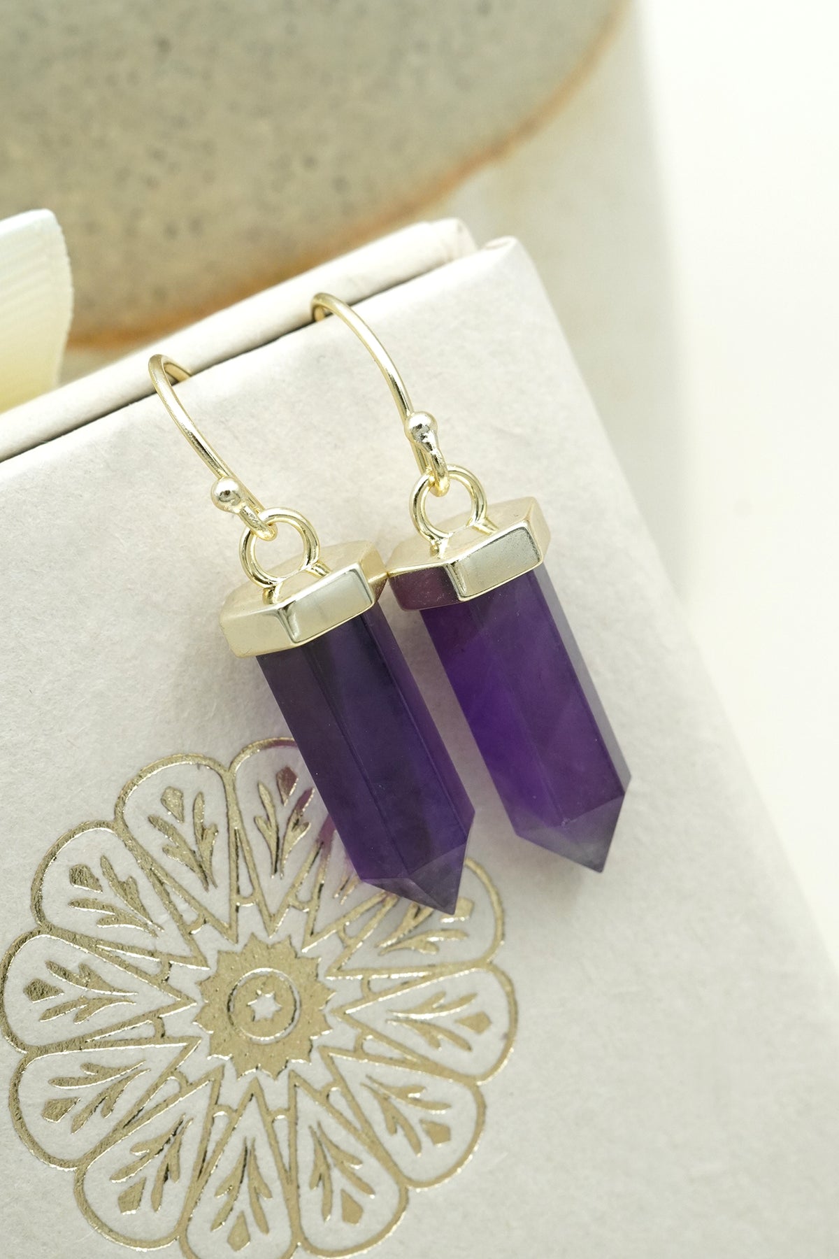 Amethyst Divine Clarity Earrings - Gold