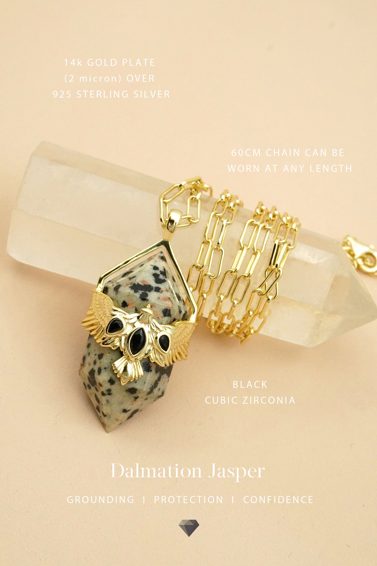 Dalmation Jasper Soar Necklace - Gold