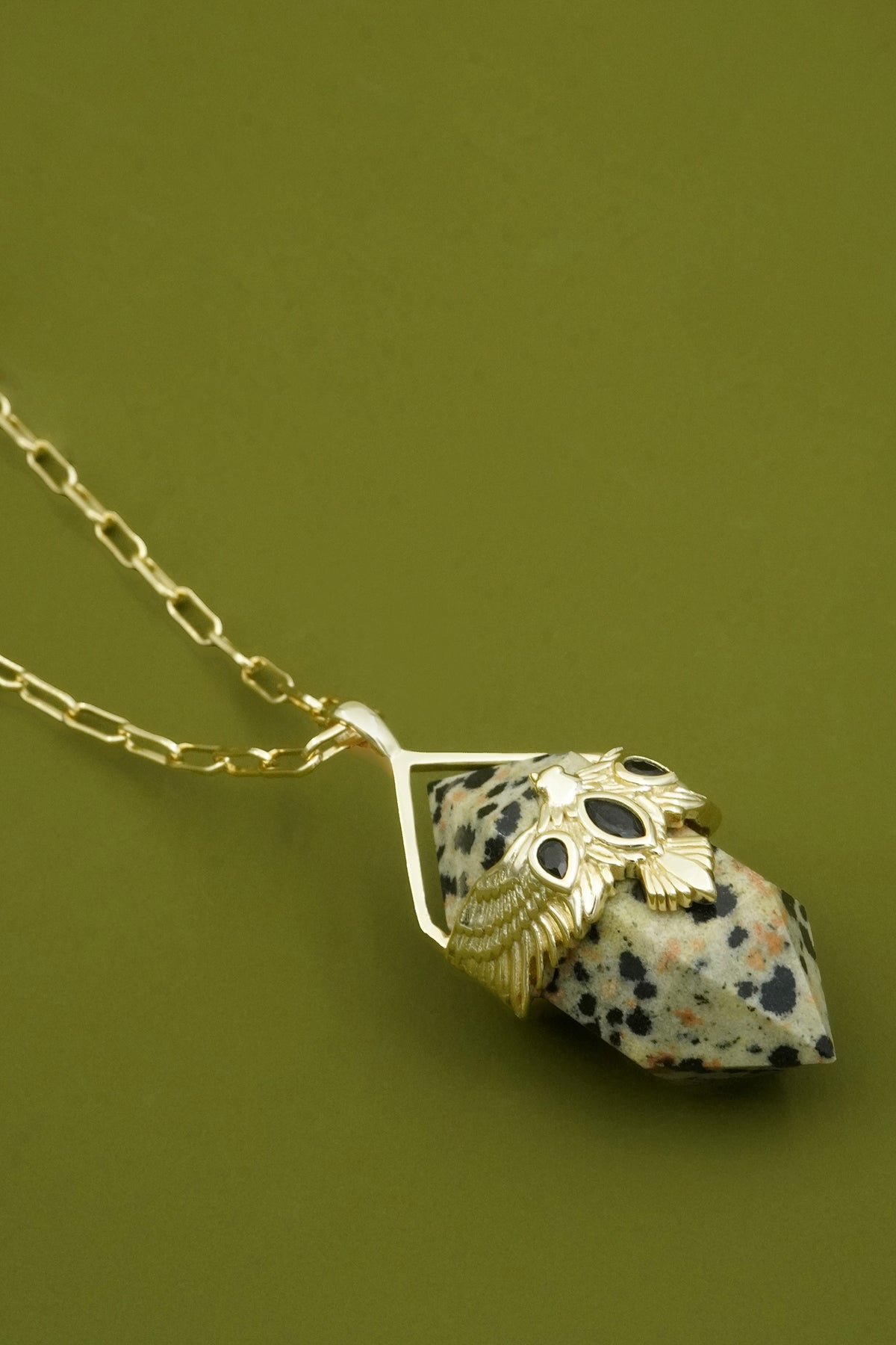 Dalmation Jasper Soar Necklace - Gold