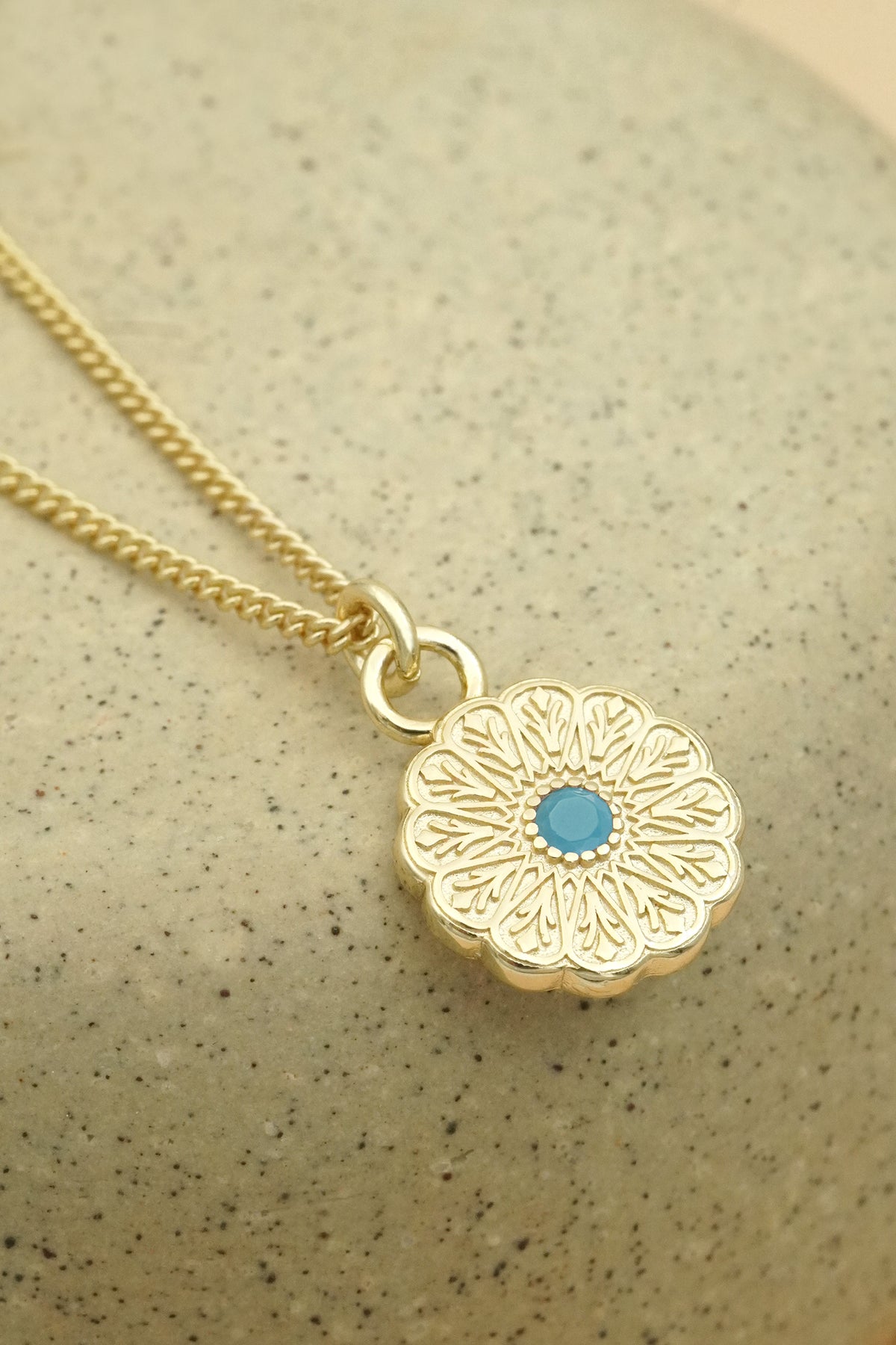 Gold Birthstone Necklace - December/Turquoise