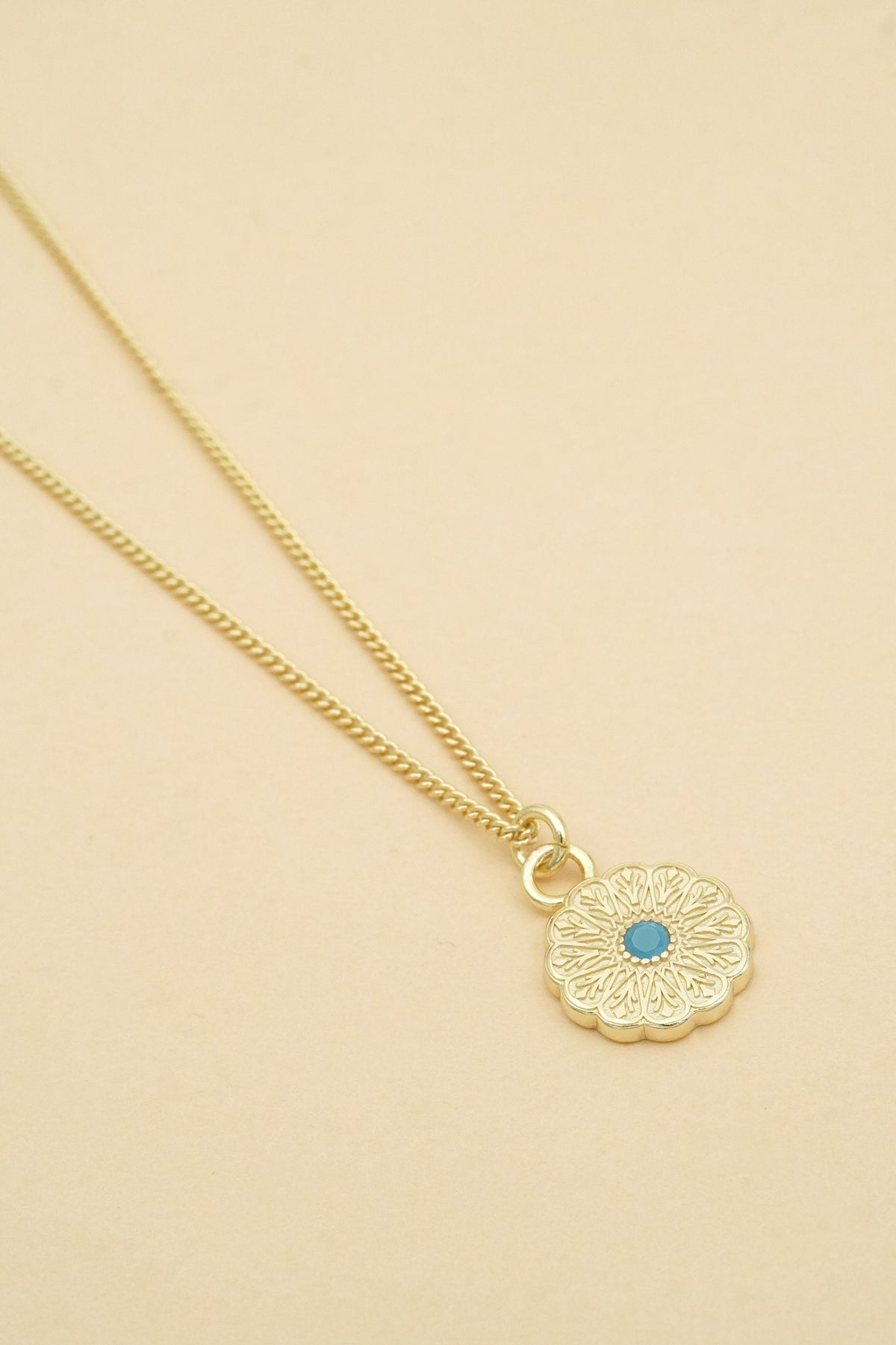 Gold Birthstone Necklace - December/Turquoise
