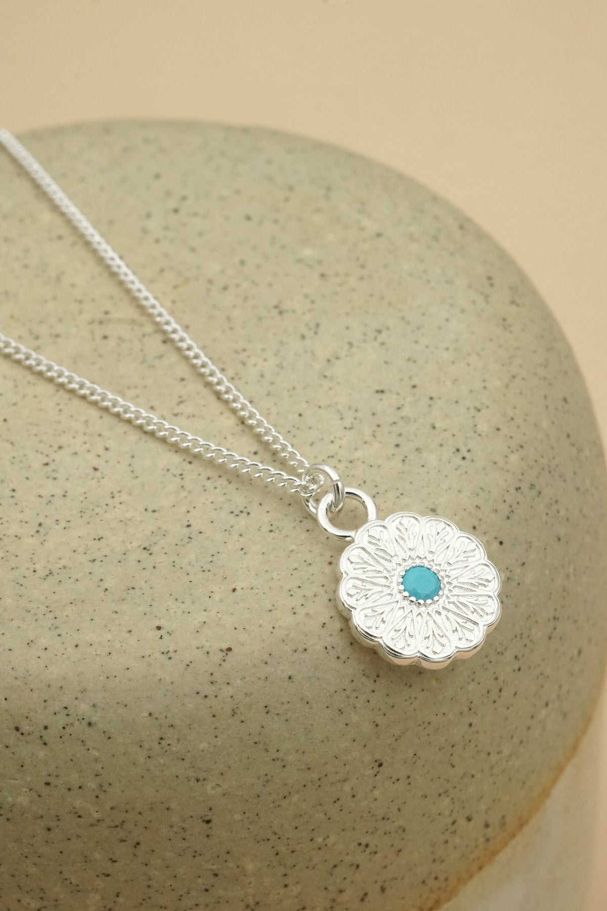 Silver Birthstone Necklace - December/Turquoise