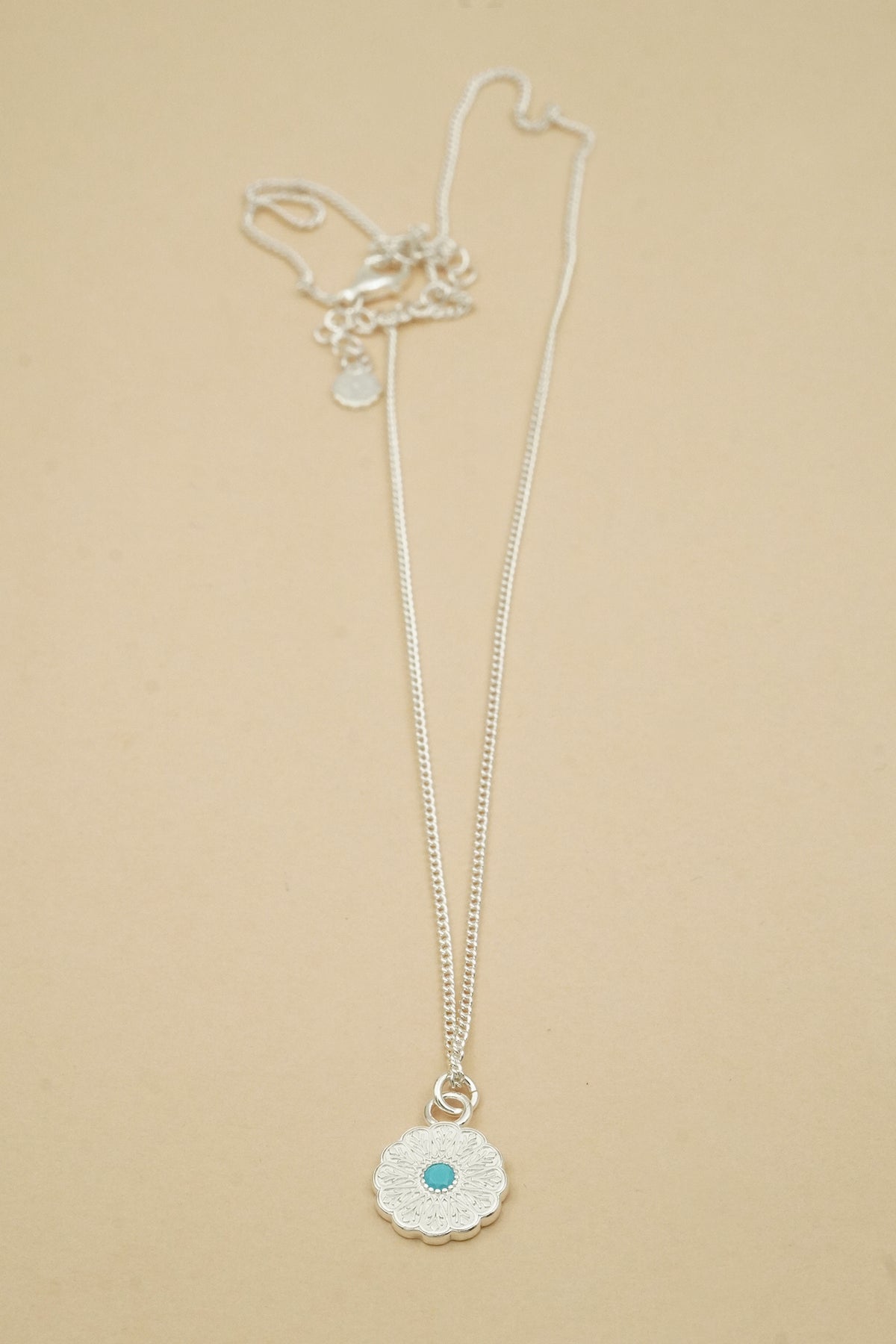 Silver Birthstone Necklace - December/Turquoise