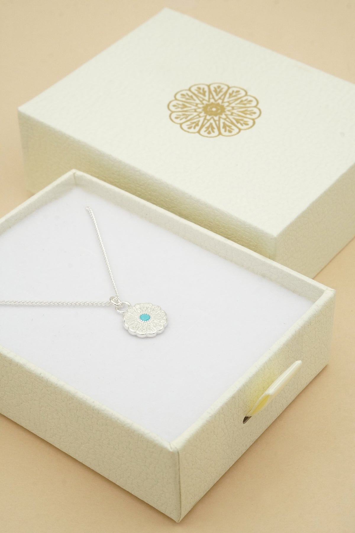 Silver Birthstone Necklace - December/Turquoise