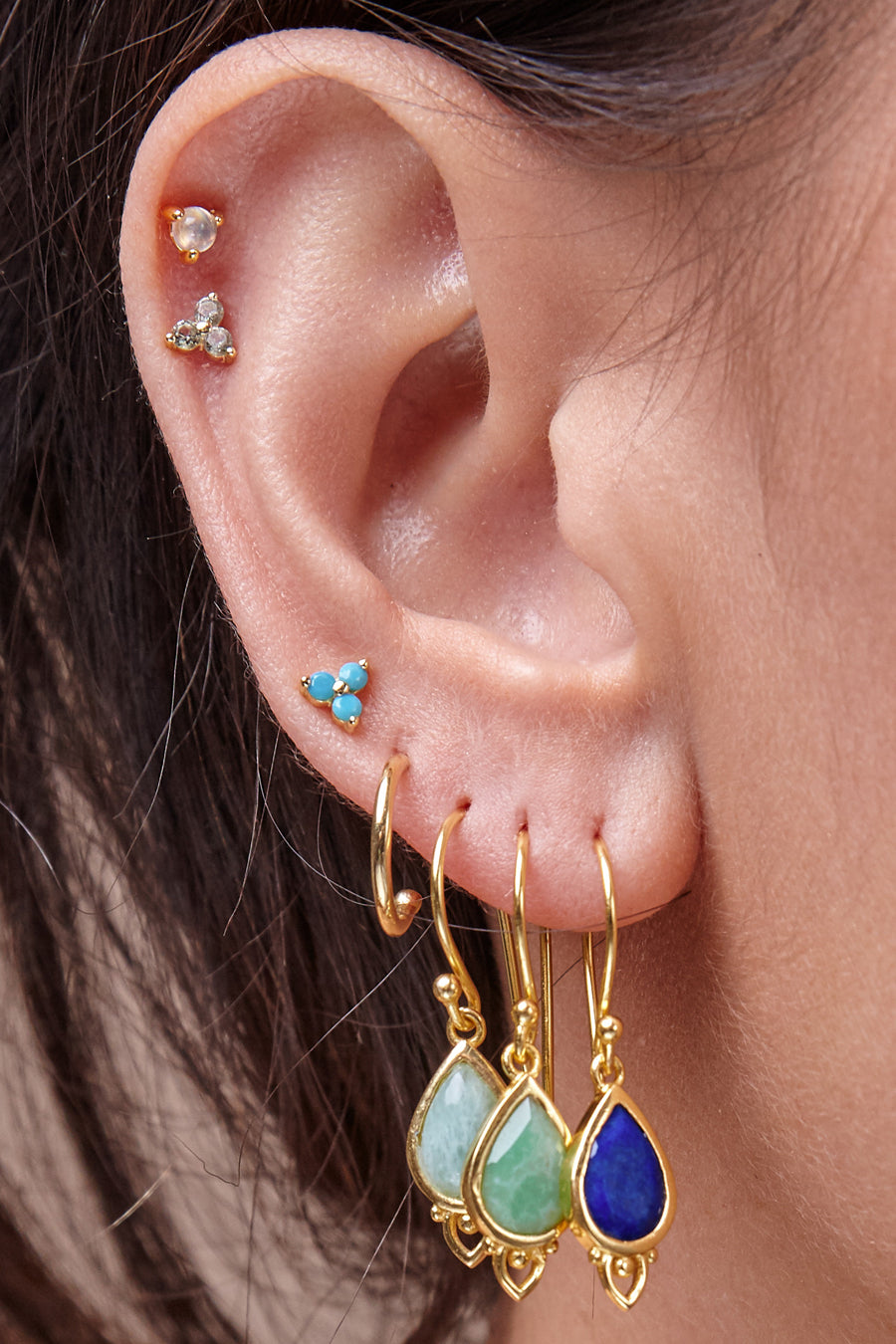 Gold Birthstone Studs - March/Aquamarine