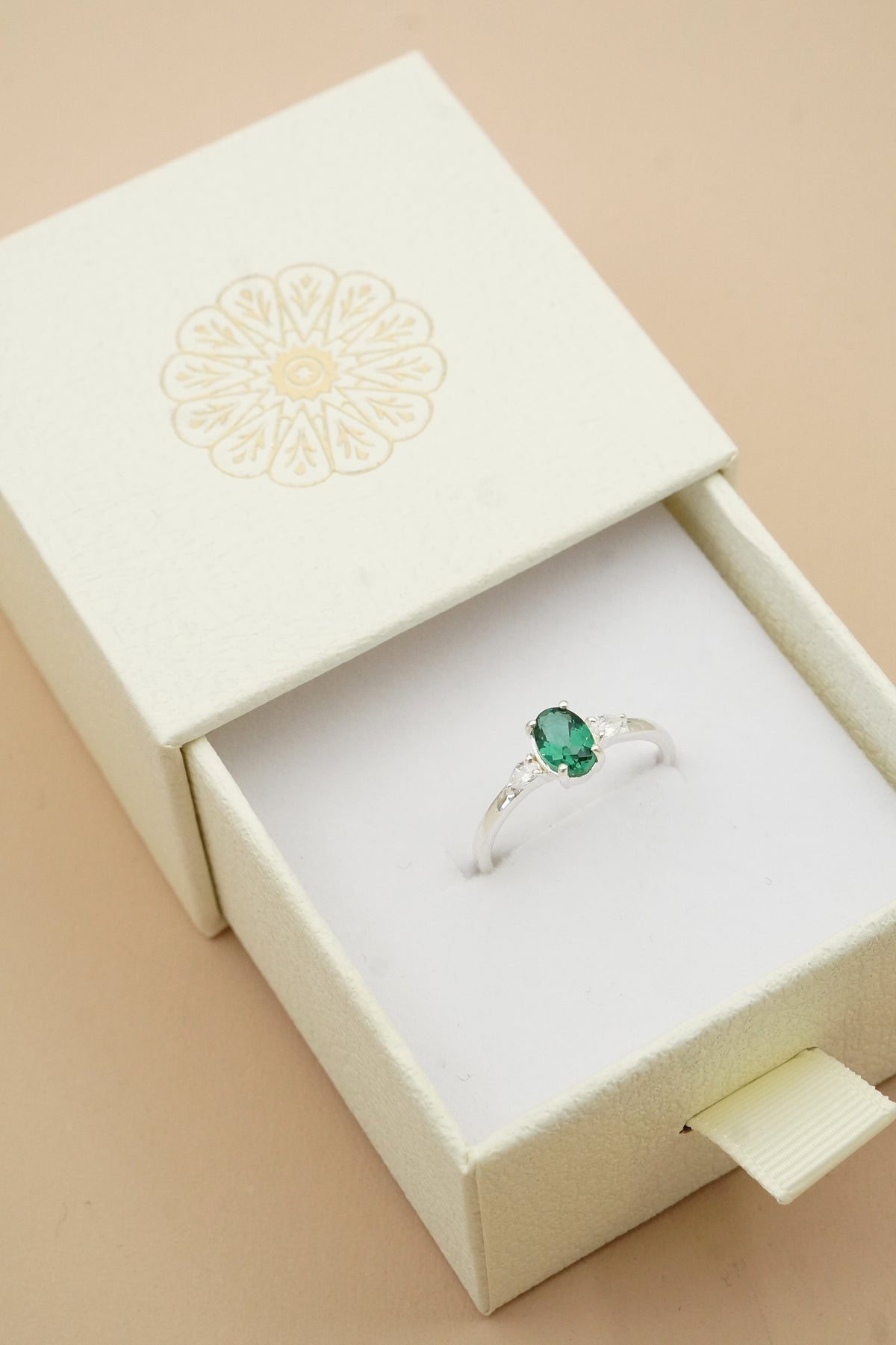 May Birthstone Ring - Silver