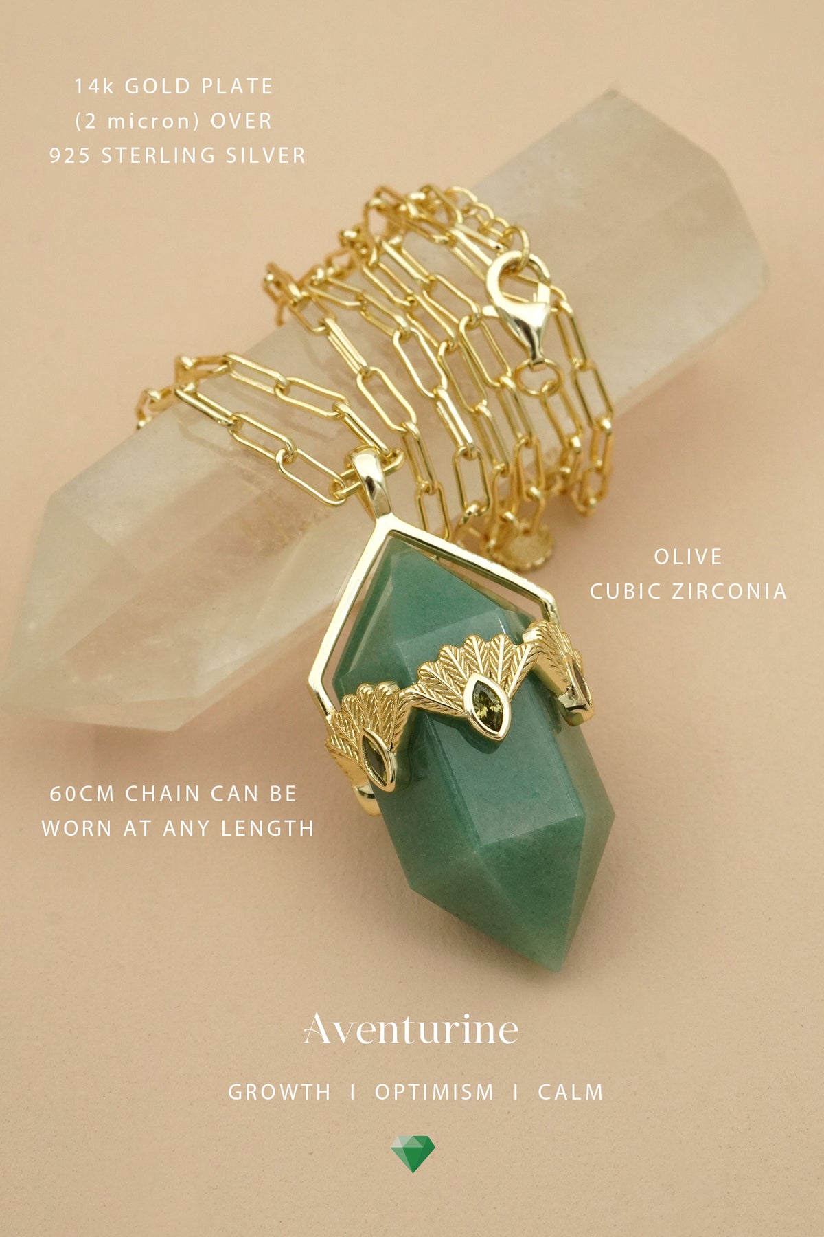 Aventurine Fantail Necklace - Gold