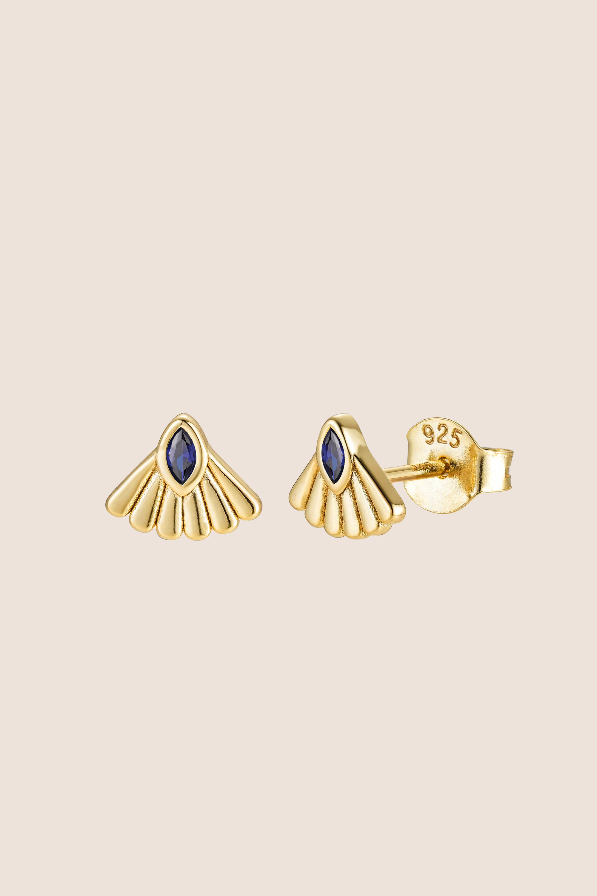 Fantail Studs Blue - Gold