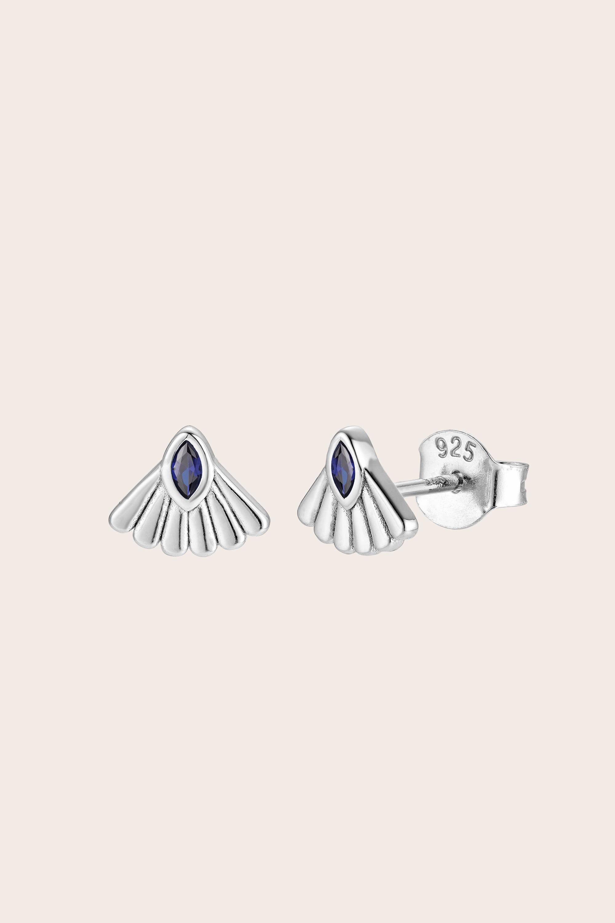 Fantail Studs Blue - Silver