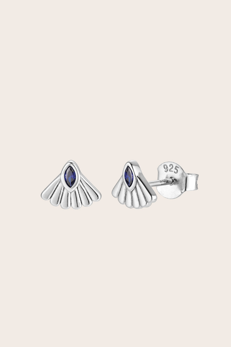 Fantail Studs Blue - Silver
