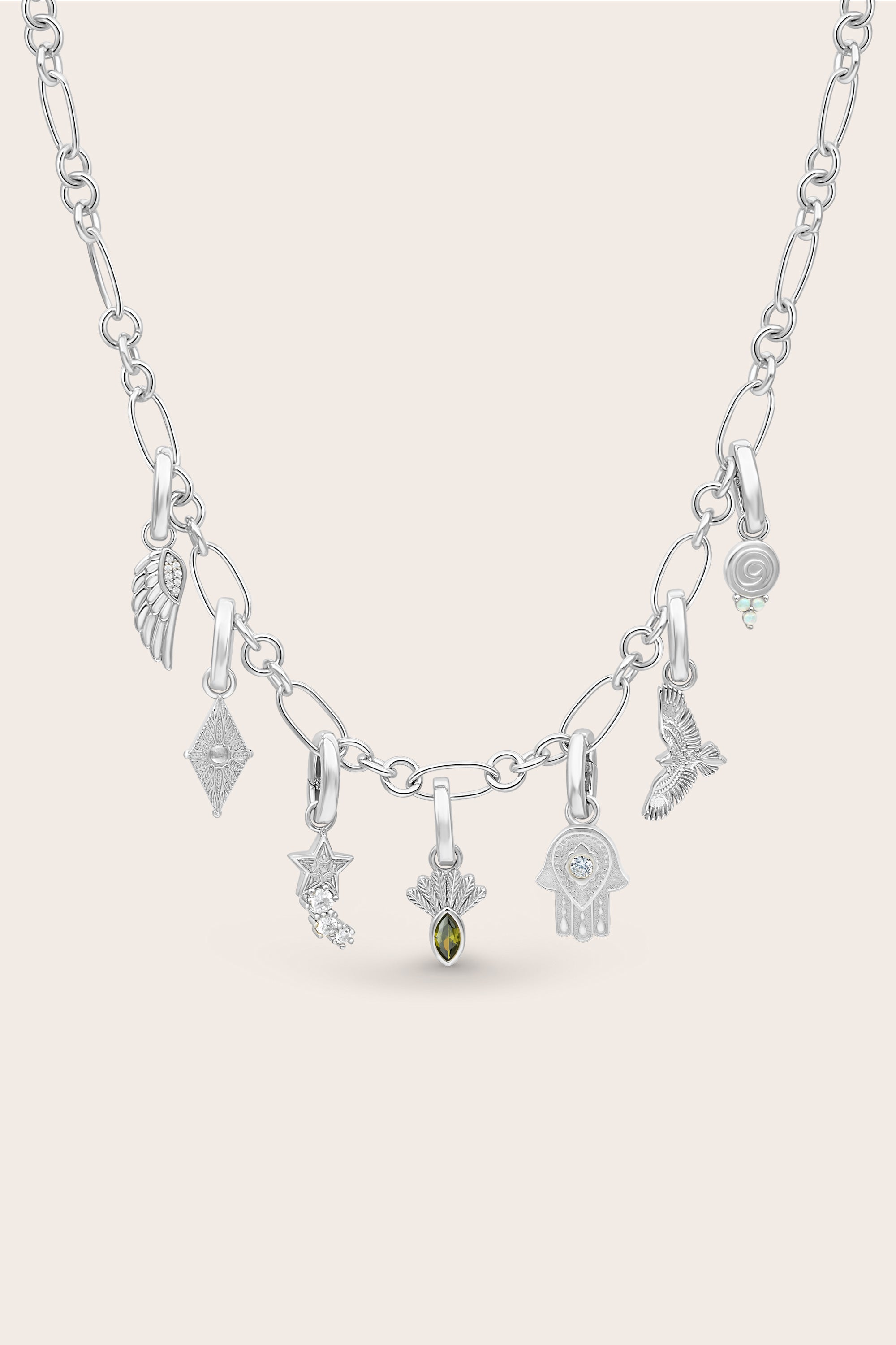 Fantail Charm Olive - Silver